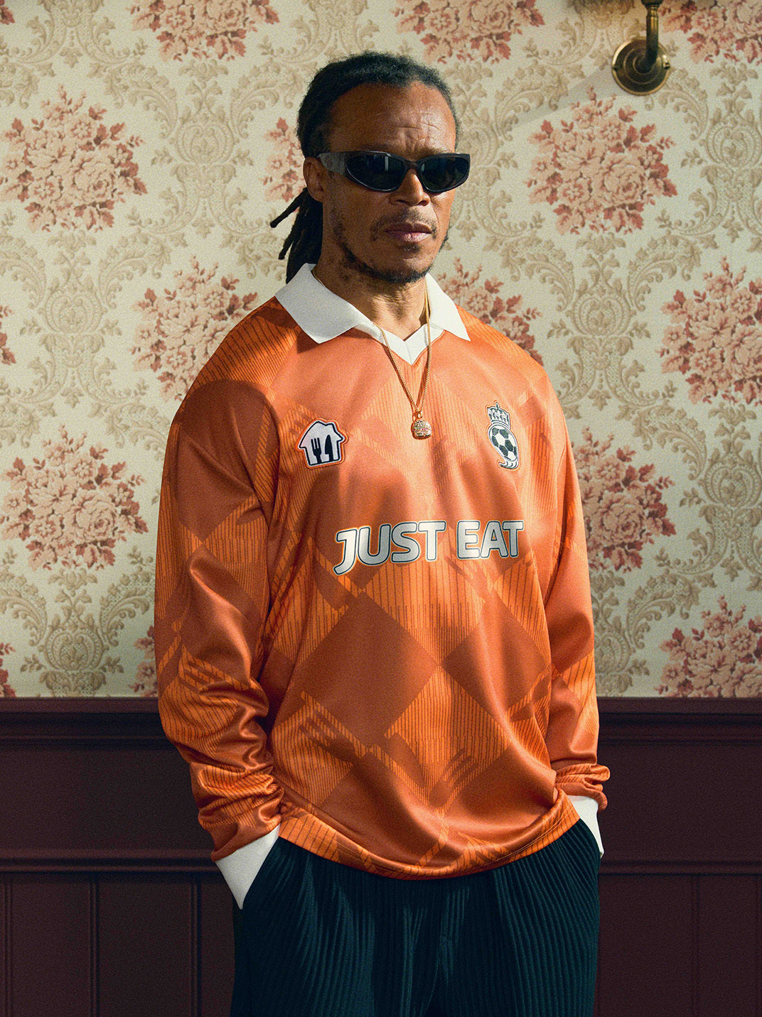 Davids wearing the 2024/25 Just Eat Cult Kits Football Jersey in orange, celebrating UEFA Champions League Final, part of Cult Kits.