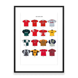 ICONIC LIVERPOOL SHIRTS A3 PRINT