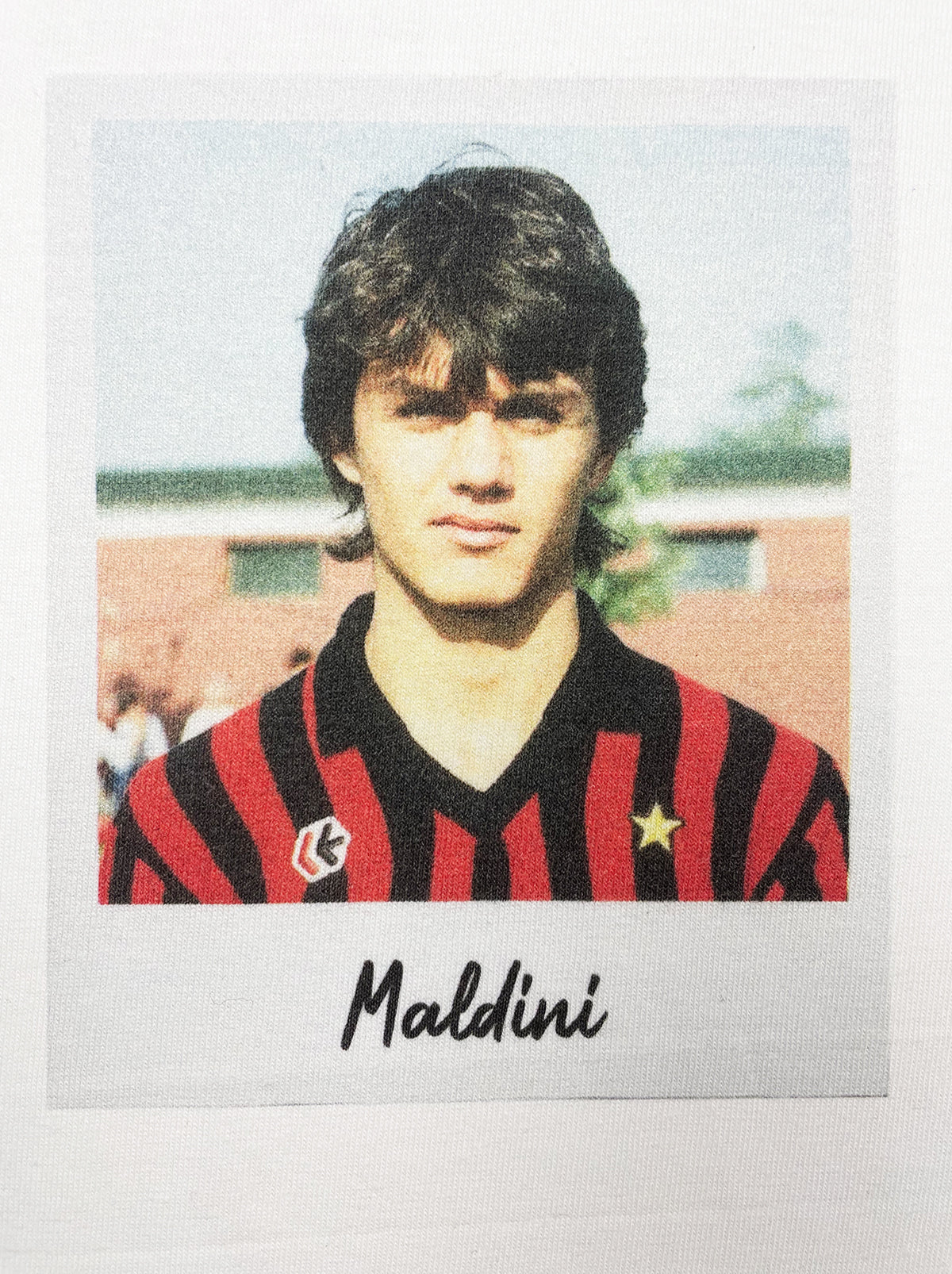 Shop MILAN MALDINI POLAROID TEE, classic football shirts, vintage football shirts & retro soccer jerseys at Cult Kits