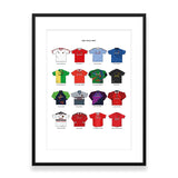 ICONIC MANCHESTER UNITED SHIRTS A3 PRINT