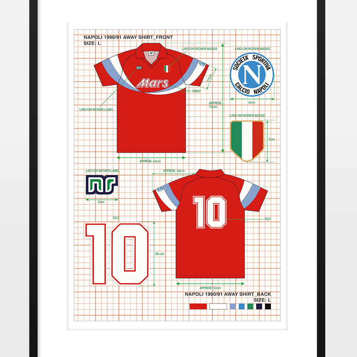 Shop Iconic Kit Design - Napoli Ennerre Print, classic football shirts, vintage football shirts & retro soccer jerseys at Cult Kits