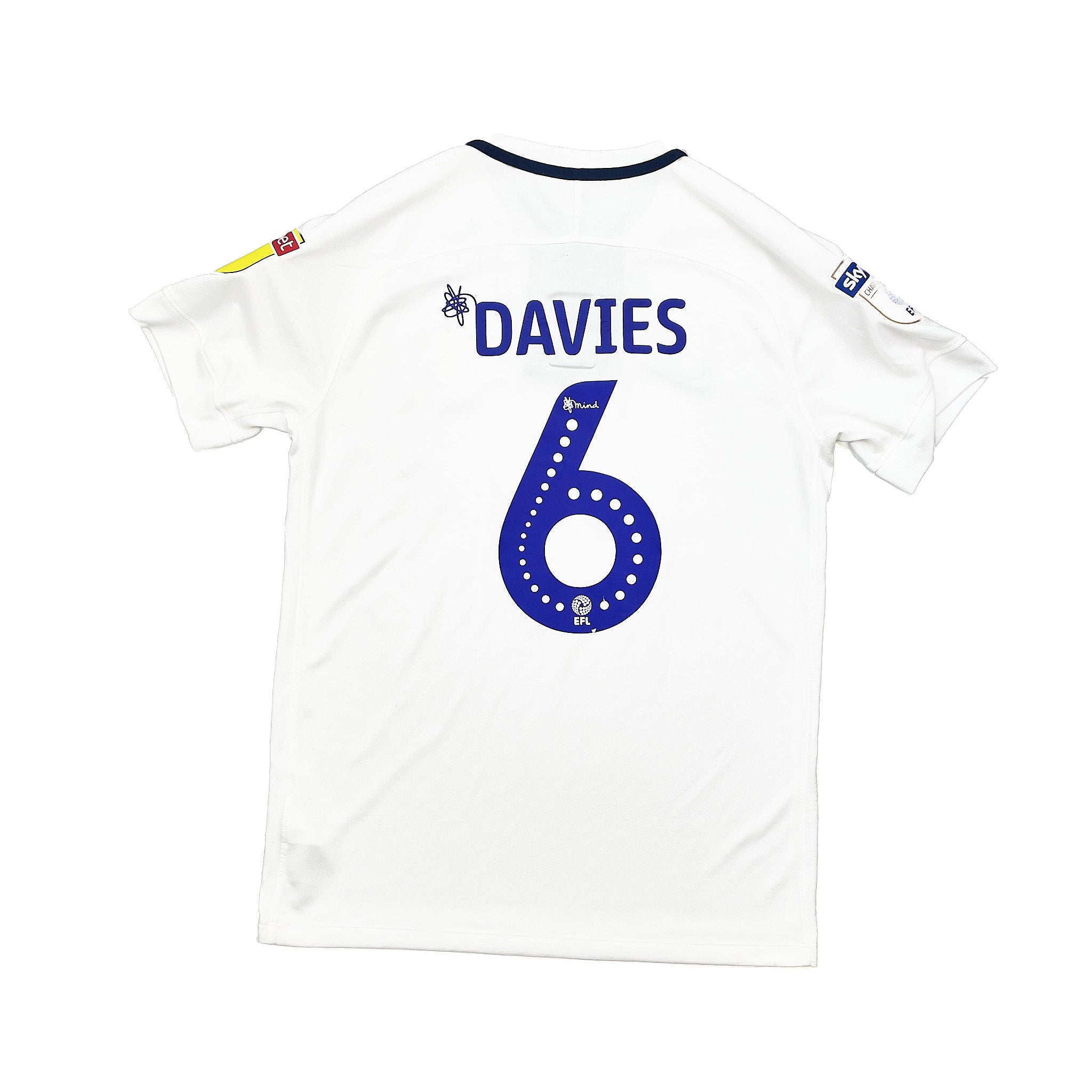 2018 19 Preston North End Davies #6 *Match Issue* Home Shirt