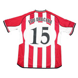 2002/03 Olympiakos Edu Dracena #15 *Match Issue* C/L Home Shirt (XL) Umbro
