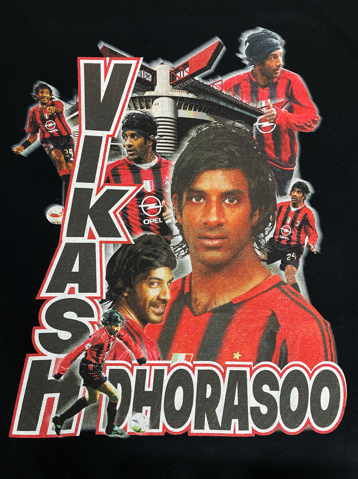 Shop AC MILAN VIKASH DHORASOO BOOTLEG TEE, classic football shirts, vintage football shirts & retro soccer jerseys at Cult Kits