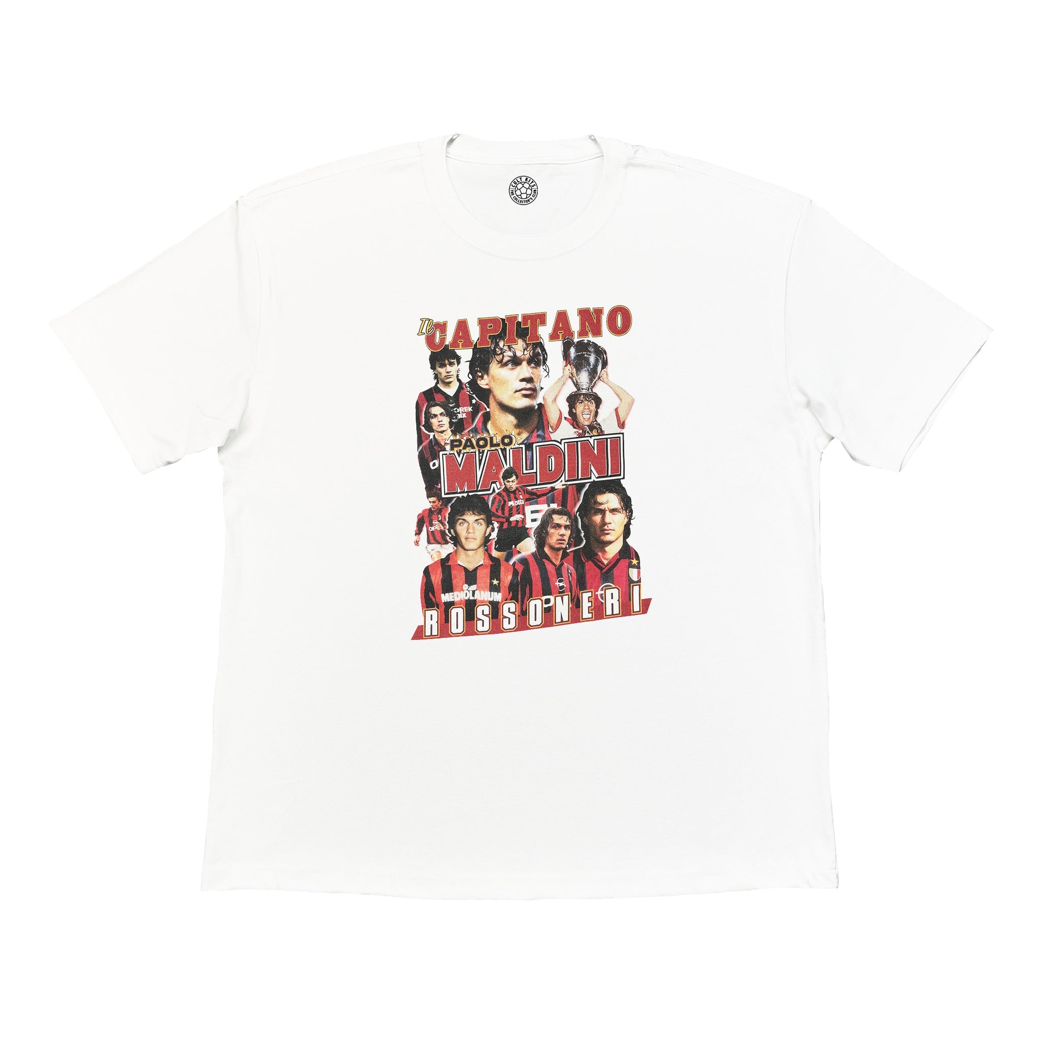 White AC Milan Il Capitano Maldini Bootleg Tee - Paulo Maldini T-Shirt available at Cult Kits