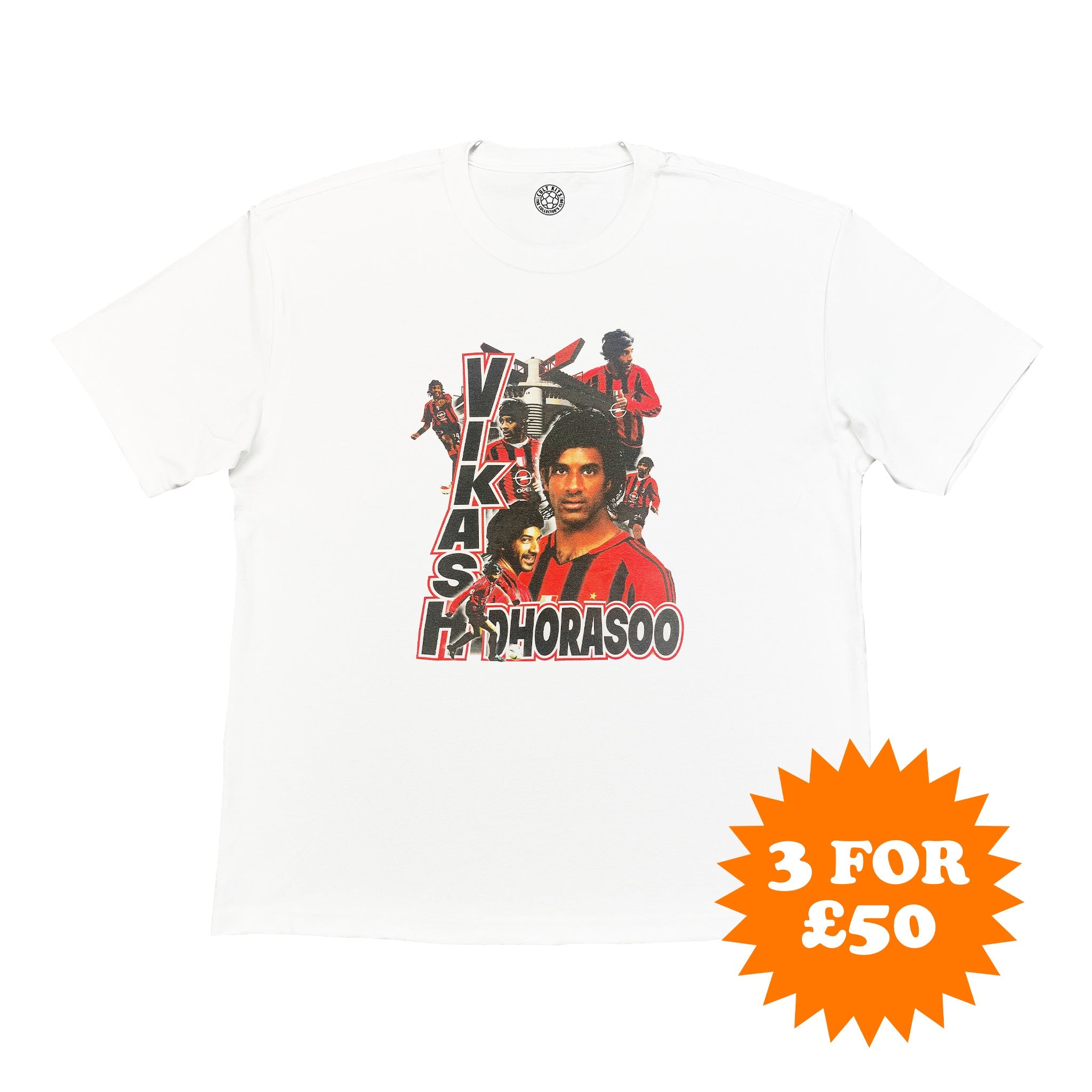 Buy AC Milan Vikash Dhorasoo Bootleg Tee ~ Free worldwide shipping ~ Authentic Vintage Football Shirts from Cult Kits