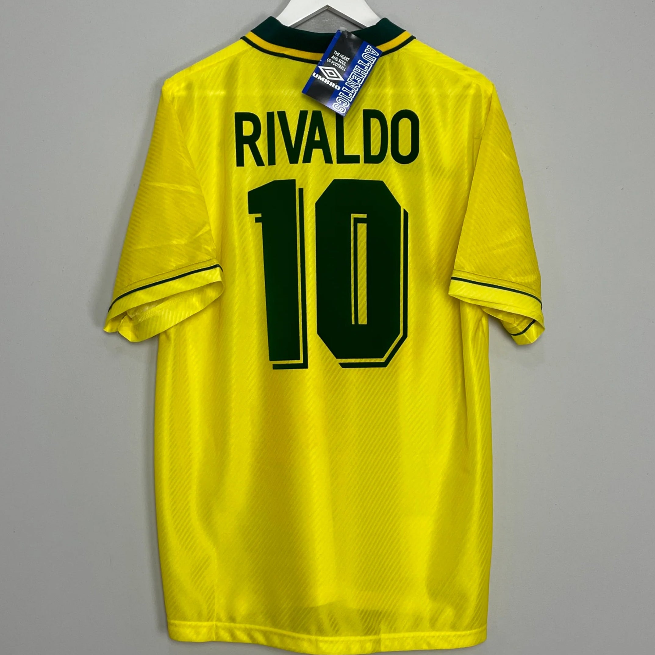 Shop 1994/96 BRAZIL RIVALDO #10 *BNWT* HOME SHIRT (L) UMBRO, classic football shirts, vintage football shirts & retro soccer jerseys at Cult Kits
