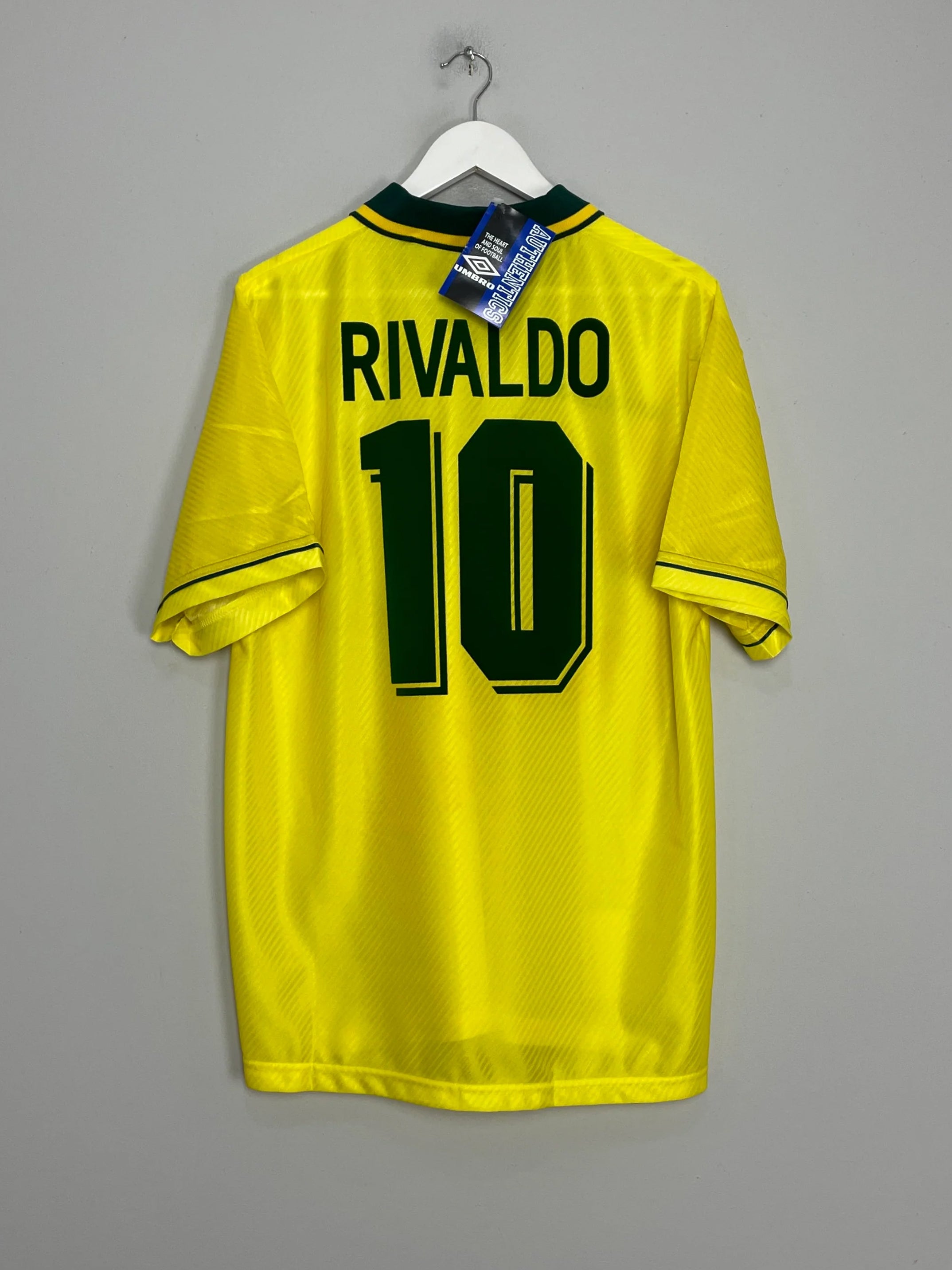 Shop 1994/96 BRAZIL RIVALDO #10 *BNWT* HOME SHIRT (L) UMBRO, classic football shirts, vintage football shirts & retro soccer jerseys at Cult Kits