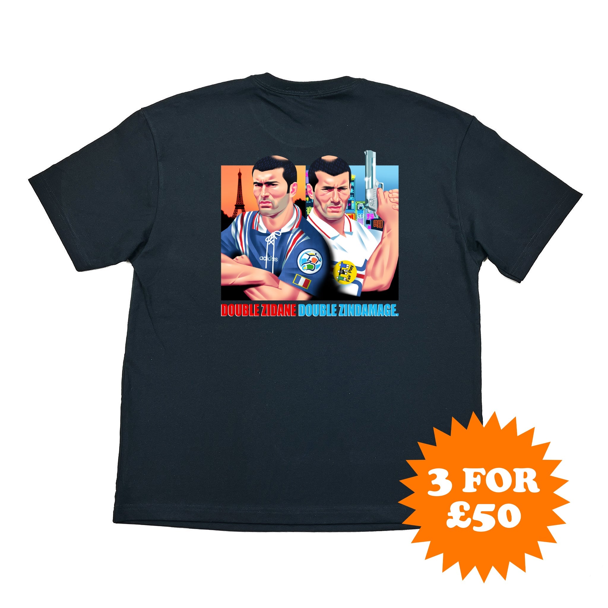 Double Zindamage Pop-Up Graphic Tee - France Zidane Bootleg available at Cult Kits