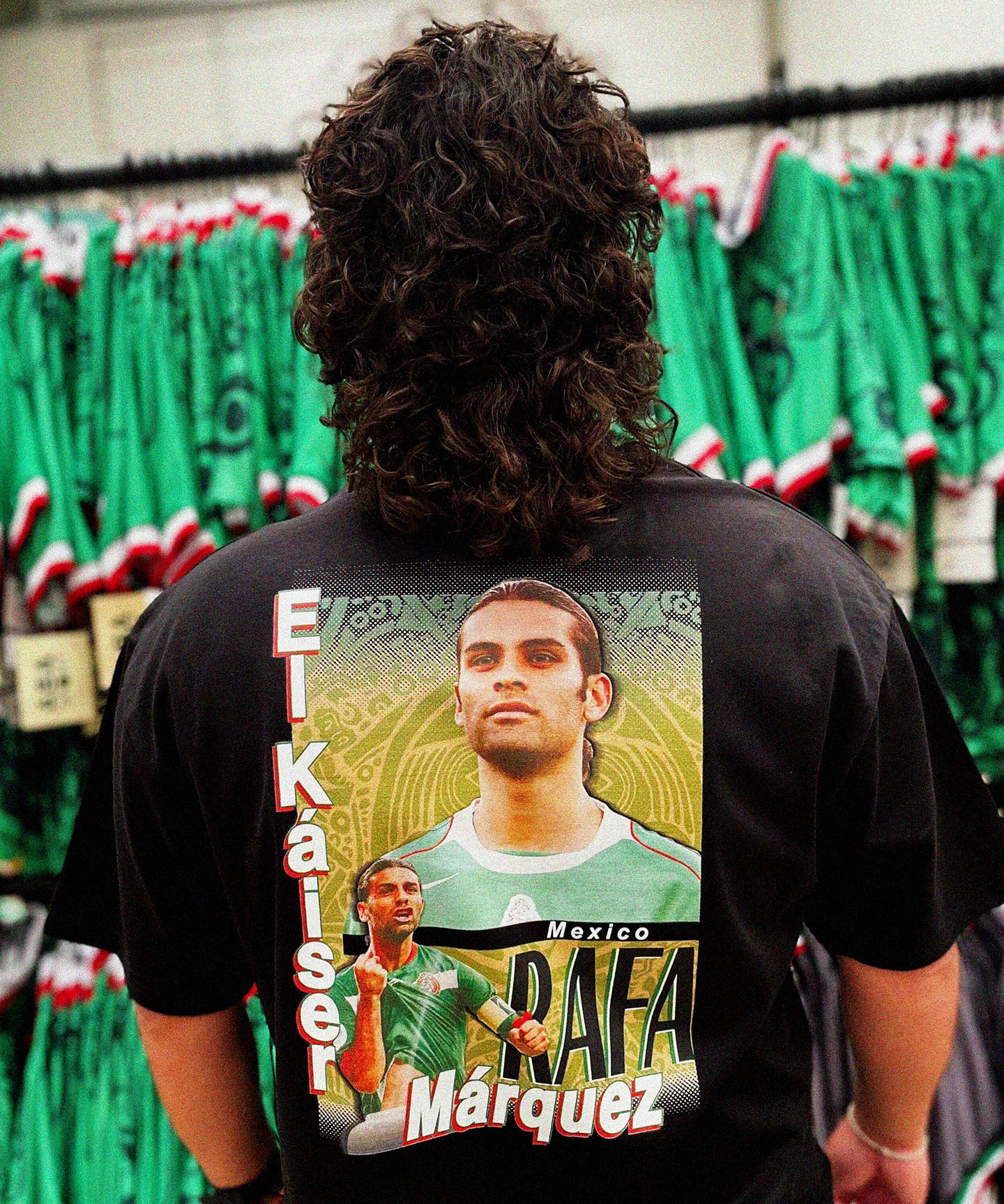 cult kits | El Káiser , Rafa Márquez Mexico Tee , 90's inspired supporter bootleg tees , supporter fashion , 3 for £50 on all tees at cult kits