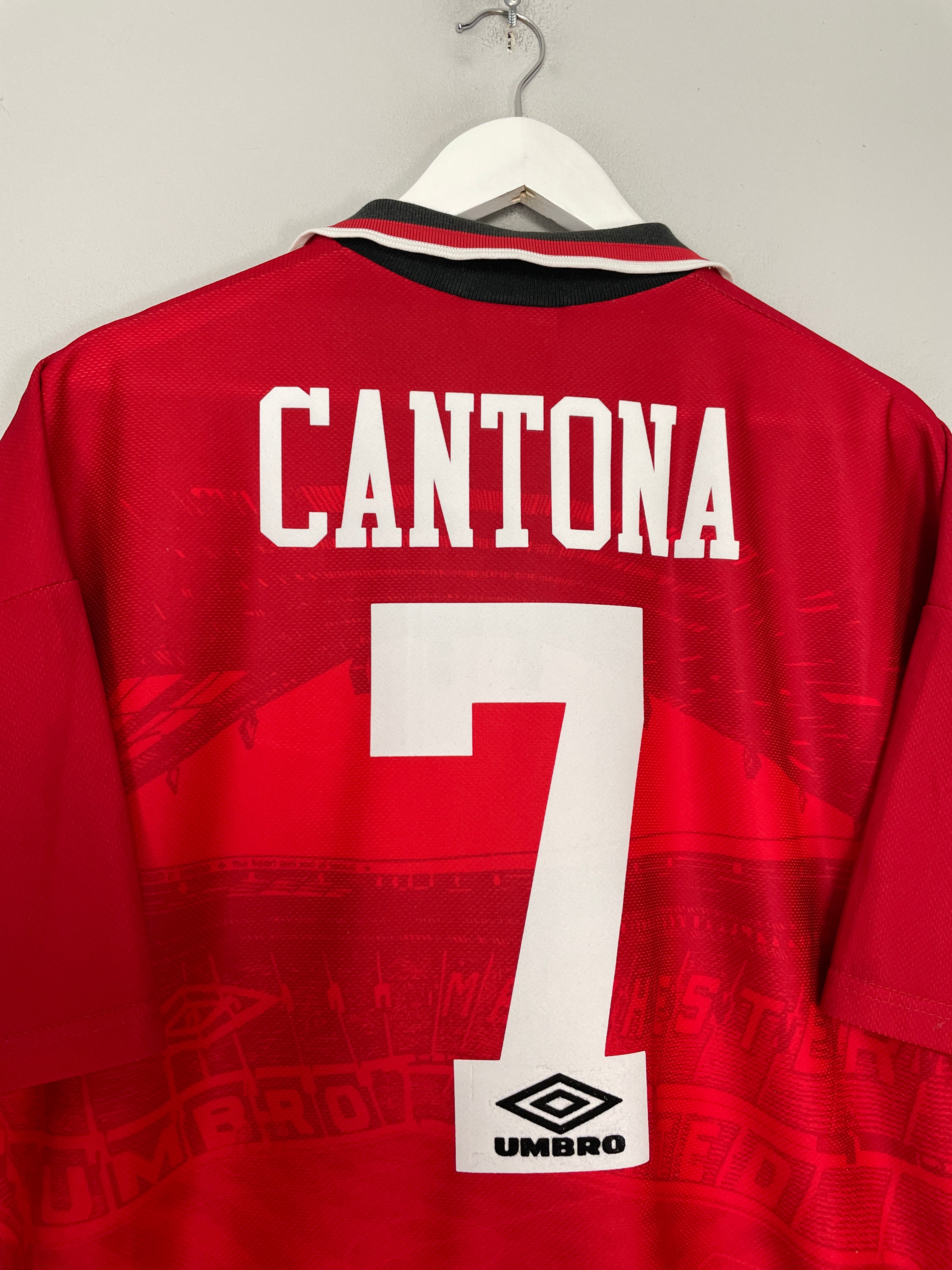 Shop 1994/96 MANCHESTER UNITED CANTONA #7 HOME SHIRT (XL) UMBRO, classic football shirts, vintage football shirts & retro soccer jerseys at Cult Kits