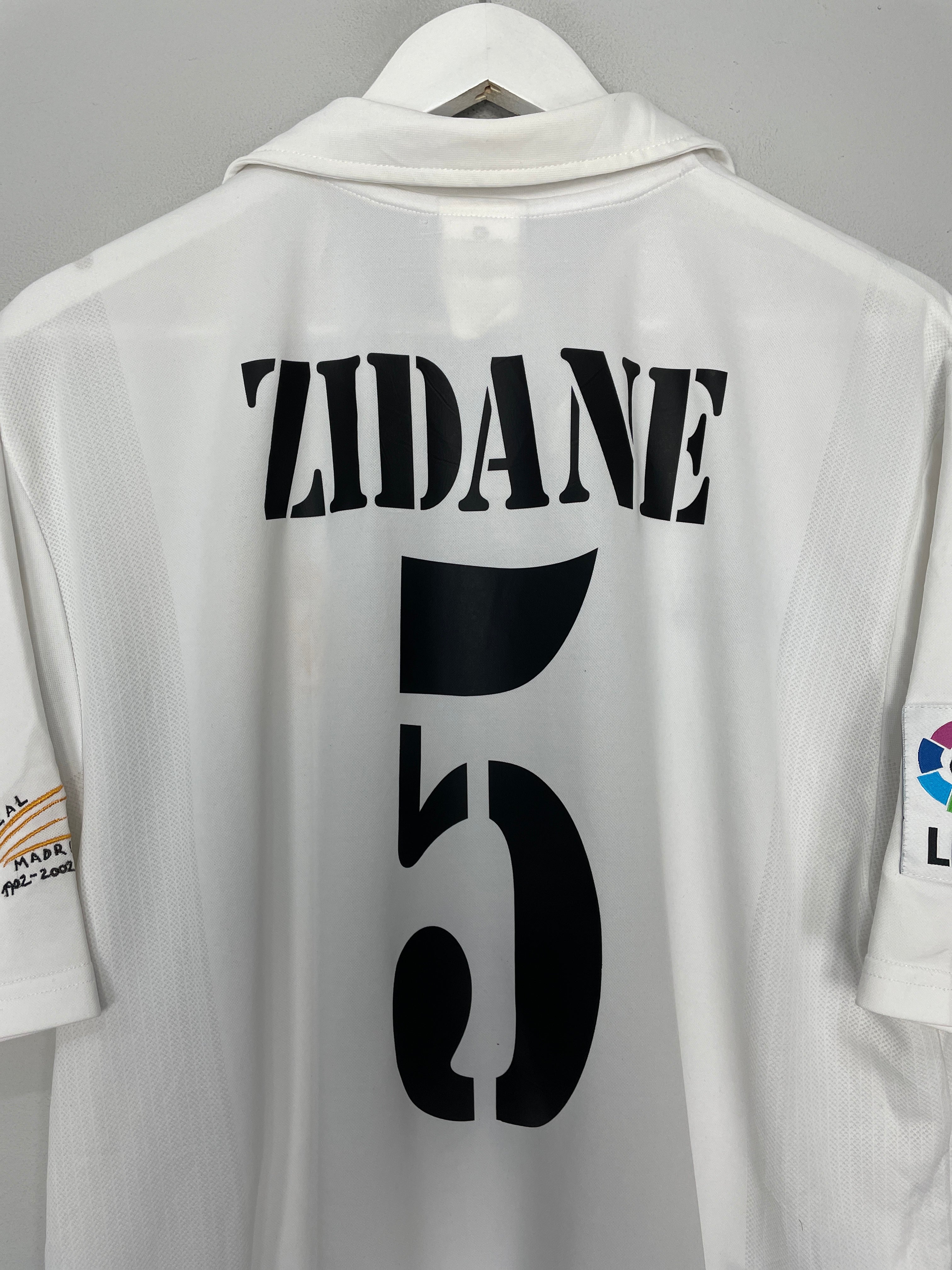 Shop 2001/02 REAL MADRID ZIDANE #5 *CENTENARY* HOME SHIRT (L) ADIDAS, classic football shirts, vintage football shirts & retro soccer jerseys at Cult Kits