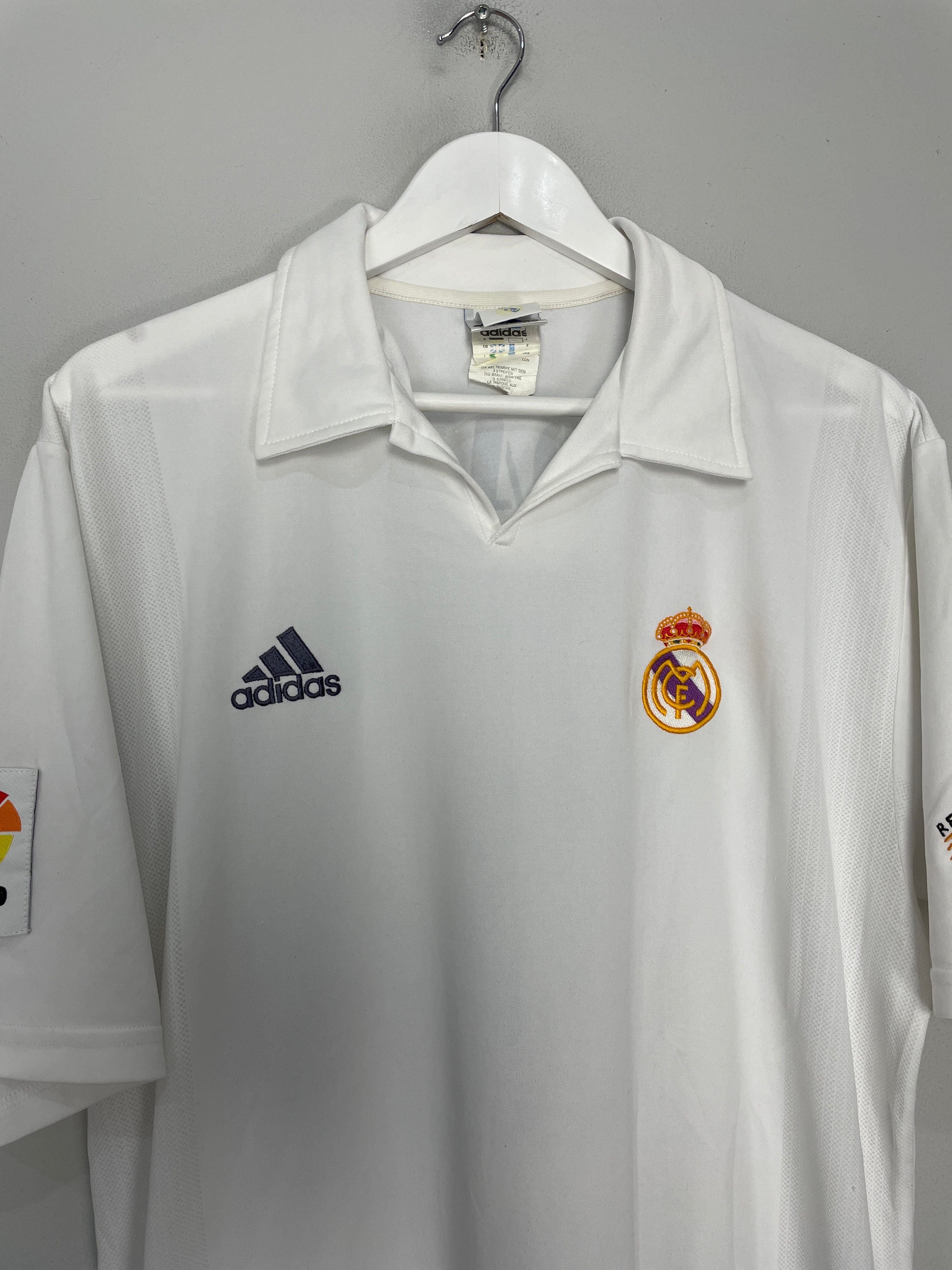 Shop 2001/02 REAL MADRID ZIDANE #5 *CENTENARY* HOME SHIRT (L) ADIDAS, classic football shirts, vintage football shirts & retro soccer jerseys at Cult Kits