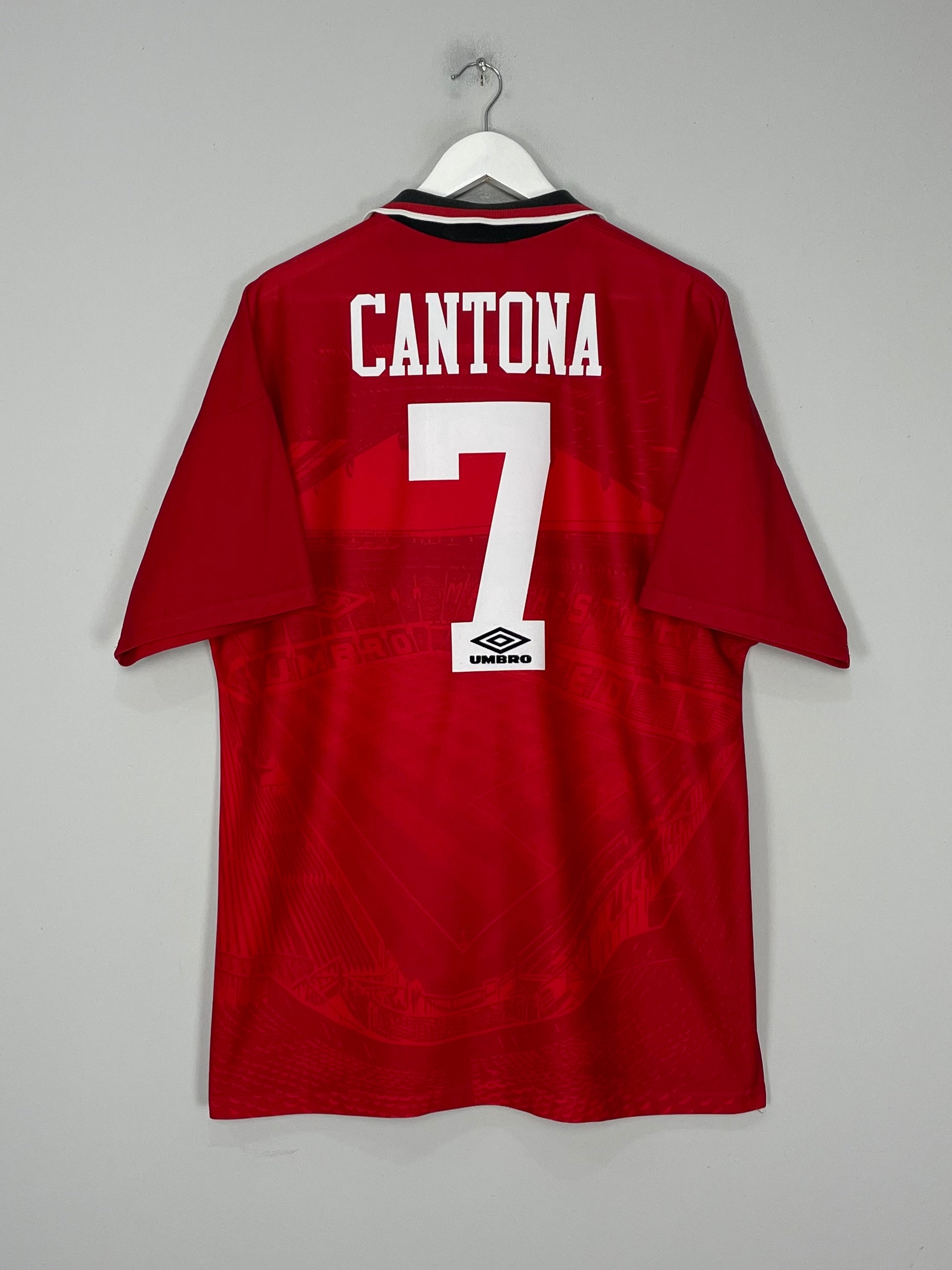 Shop 1994/96 MANCHESTER UNITED CANTONA #7 HOME SHIRT (XL) UMBRO, classic football shirts, vintage football shirts & retro soccer jerseys at Cult Kits