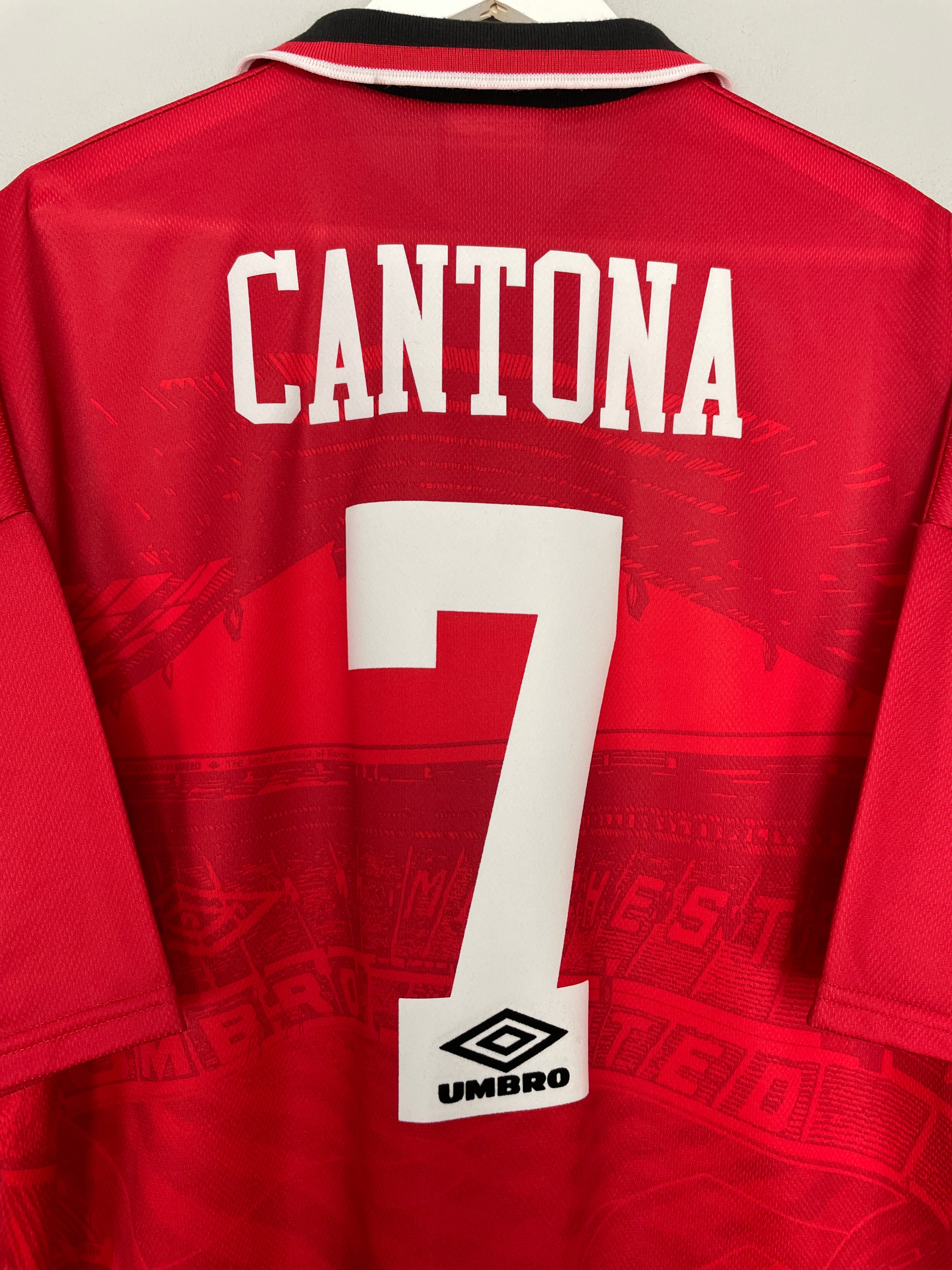 Shop 1994/96 MANCHESTER UNITED CANTONA #7 HOME SHIRT (XXL) UMBRO, classic football shirts, vintage football shirts & retro soccer jerseys at Cult Kits