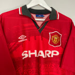Shop 1994/96 MANCHESTER UNITED CANTONA #7 HOME SHIRT (XL) UMBRO, classic football shirts, vintage football shirts & retro soccer jerseys at Cult Kits