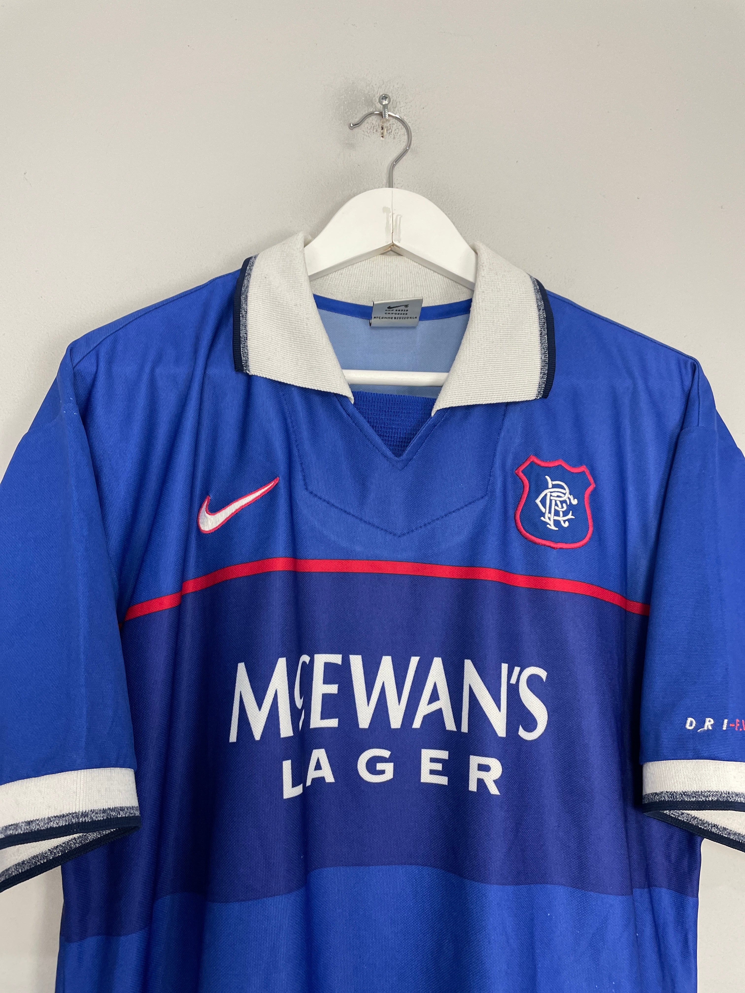 Shop 1997/99 RANGERS GASCOIGNE #8 HOME SHIRT (L) NIKE, classic football shirts, vintage football shirts & retro soccer jerseys at Cult Kits