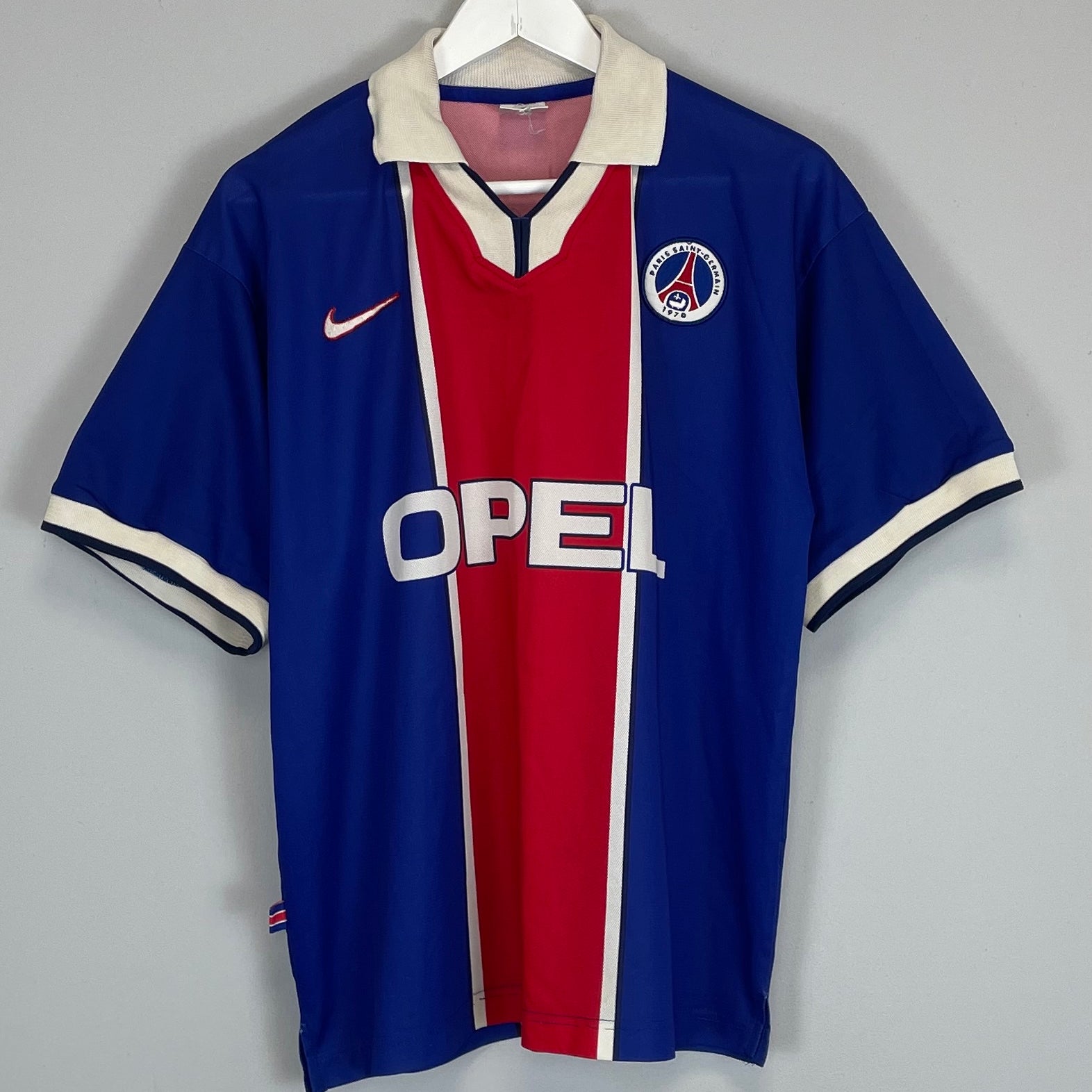 Shop 1997/98 PSG *PLAYER ISSUE* HOME SHIRT (L) NIKE, classic football shirts, vintage football shirts & retro soccer jerseys at Cult Kits