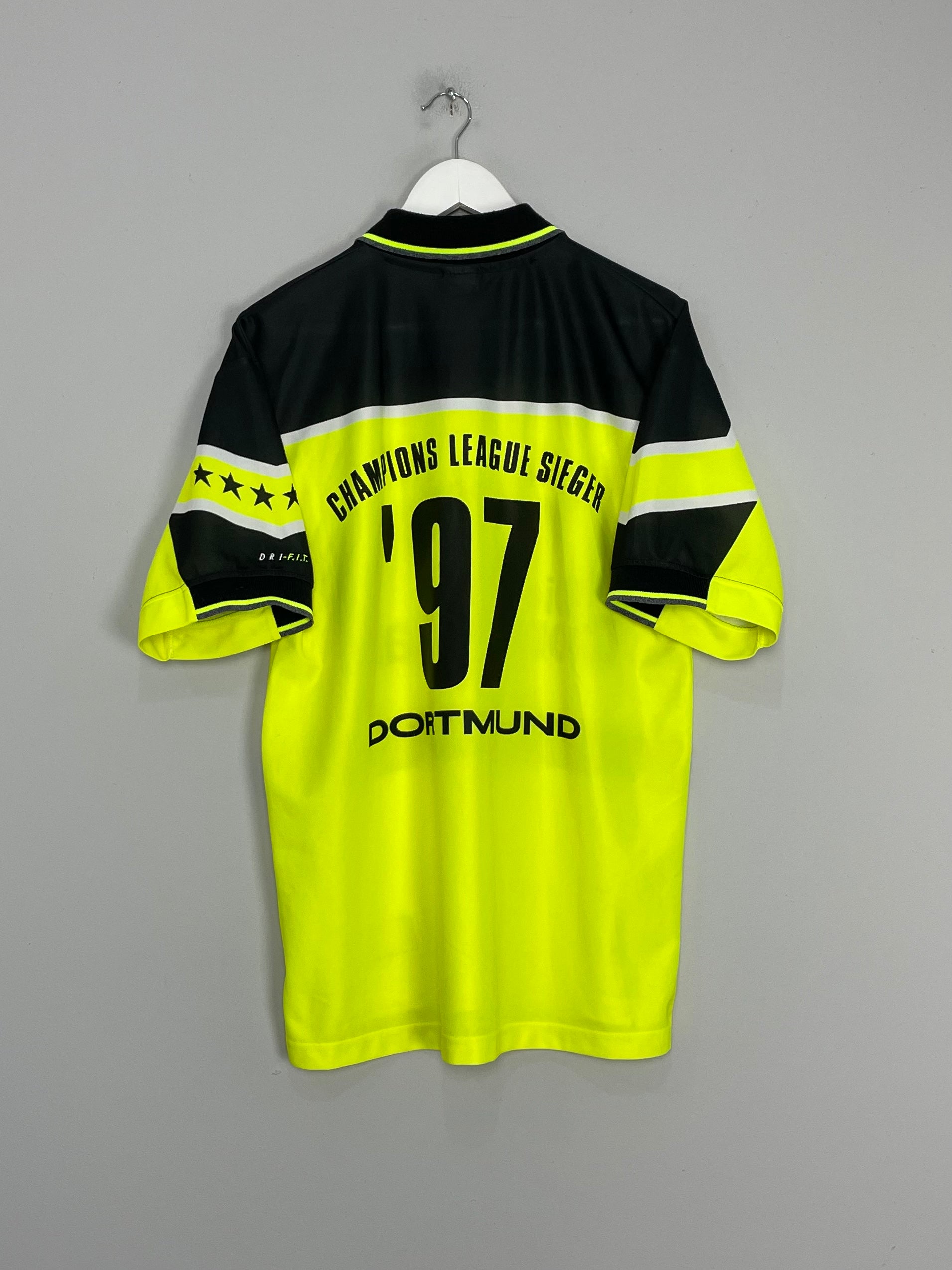 Shop 1997/98 DORTMUND 'CHAMPIONS' HOME SHIRT (L) NIKE, classic football shirts, vintage football shirts & retro soccer jerseys at Cult Kits