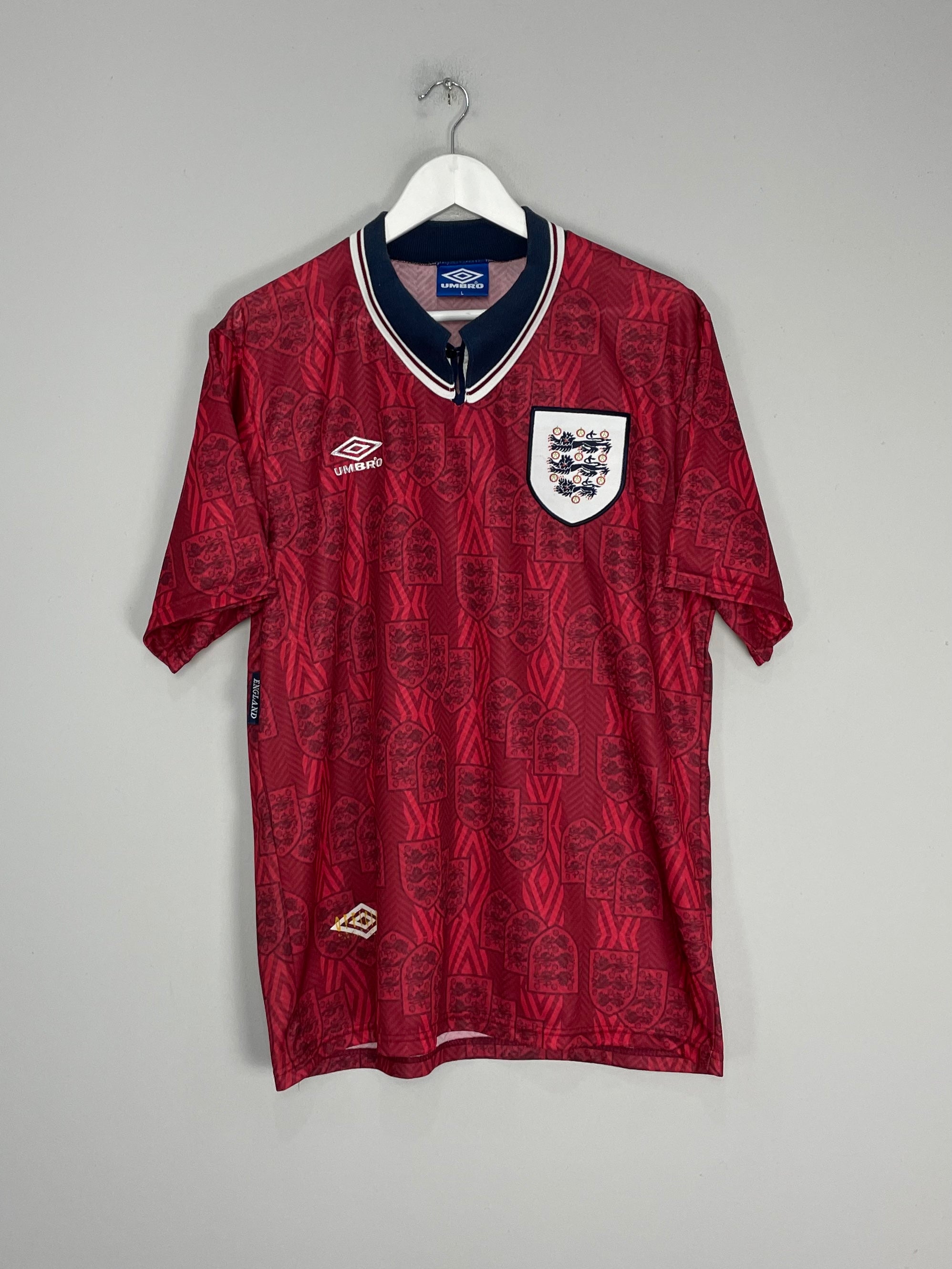 Shop 1994/95 ENGLAND AWAY SHIRT (L) UMBRO, classic football shirts, vintage football shirts & retro soccer jerseys at Cult Kits
