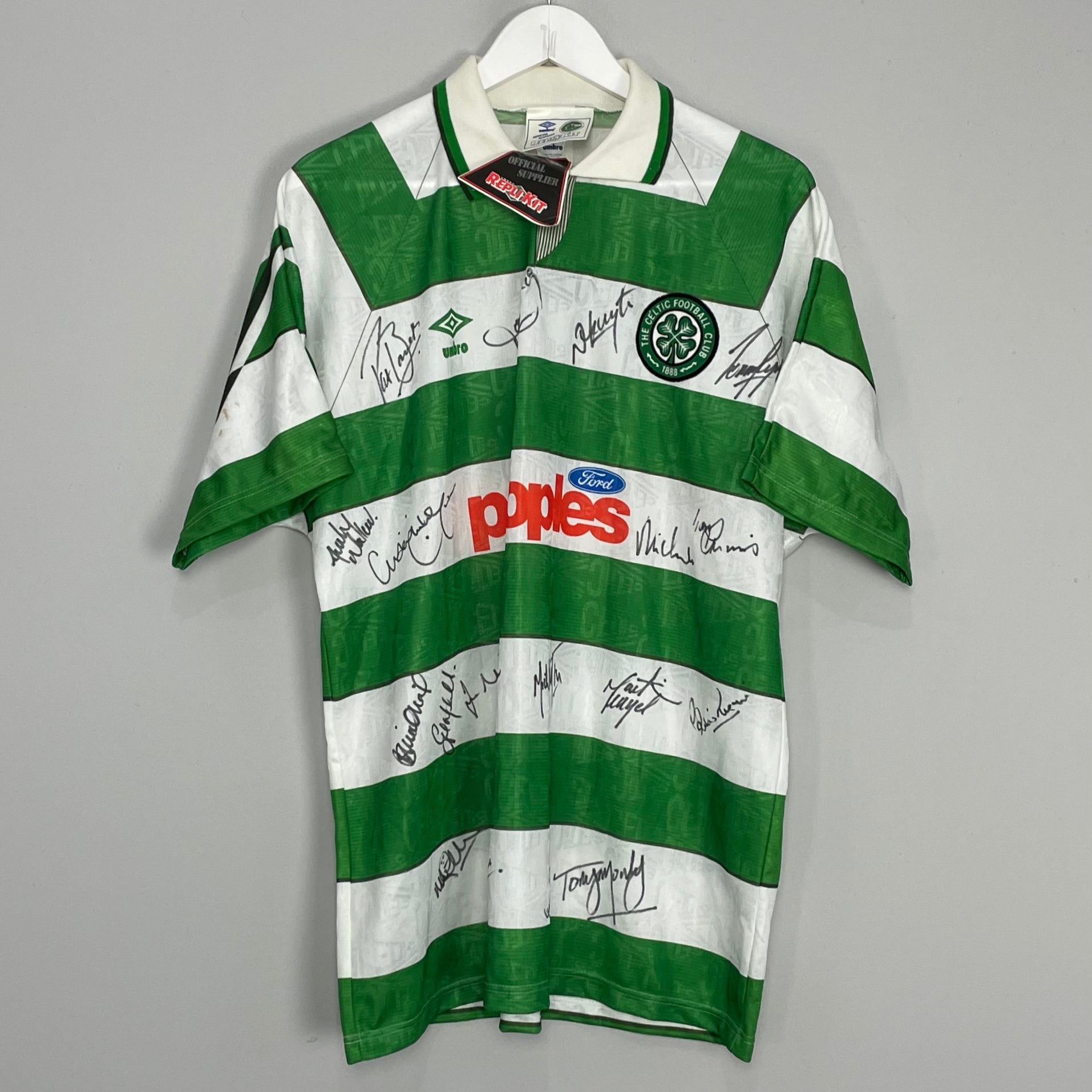 Shop 1991/92 CELTIC *SQUAD SIGNED* BNWT HOME SHIRT (L) UMBRO, classic football shirts, vintage football shirts & retro soccer jerseys at Cult Kits