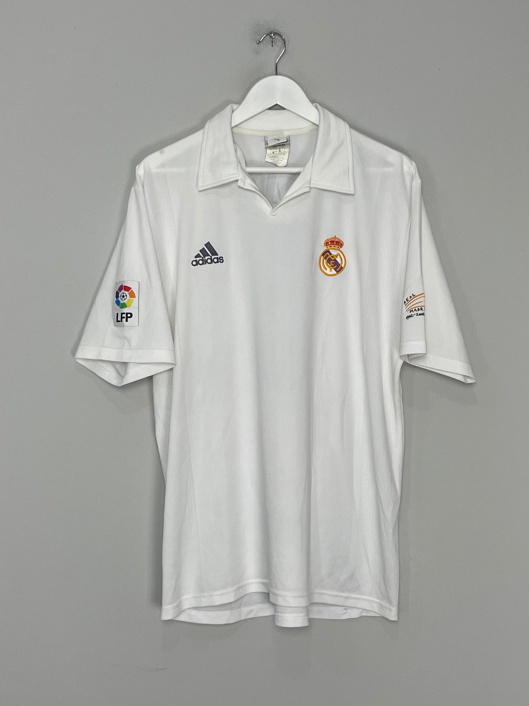 Shop 2001/02 REAL MADRID ZIDANE #5 *CENTENARY* HOME SHIRT (L) ADIDAS, classic football shirts, vintage football shirts & retro soccer jerseys at Cult Kits