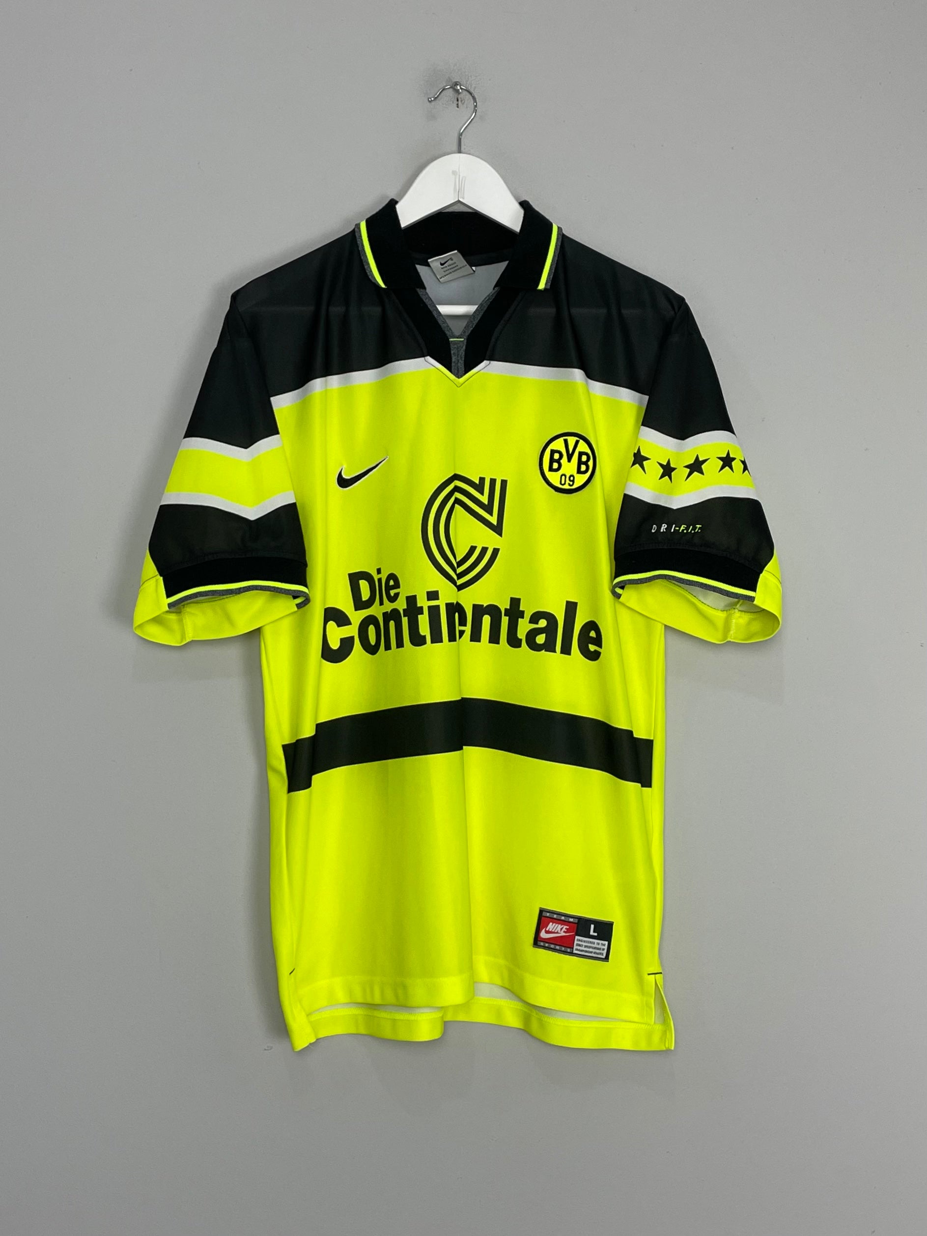 Shop 1997/98 DORTMUND 'CHAMPIONS' HOME SHIRT (L) NIKE, classic football shirts, vintage football shirts & retro soccer jerseys at Cult Kits