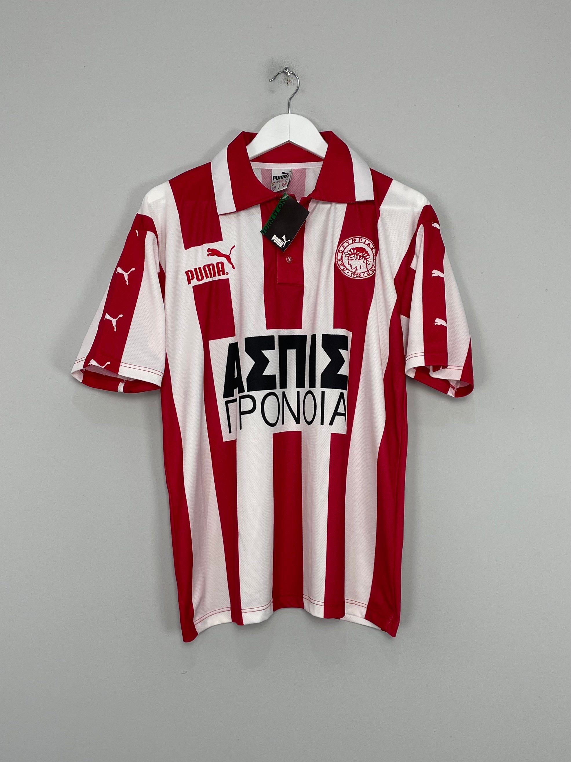 Shop 1997/98 OLYMPIAKOS *BNWT* HOME SHIRT (M) PUMA, classic football shirts, vintage football shirts & retro soccer jerseys at Cult Kits