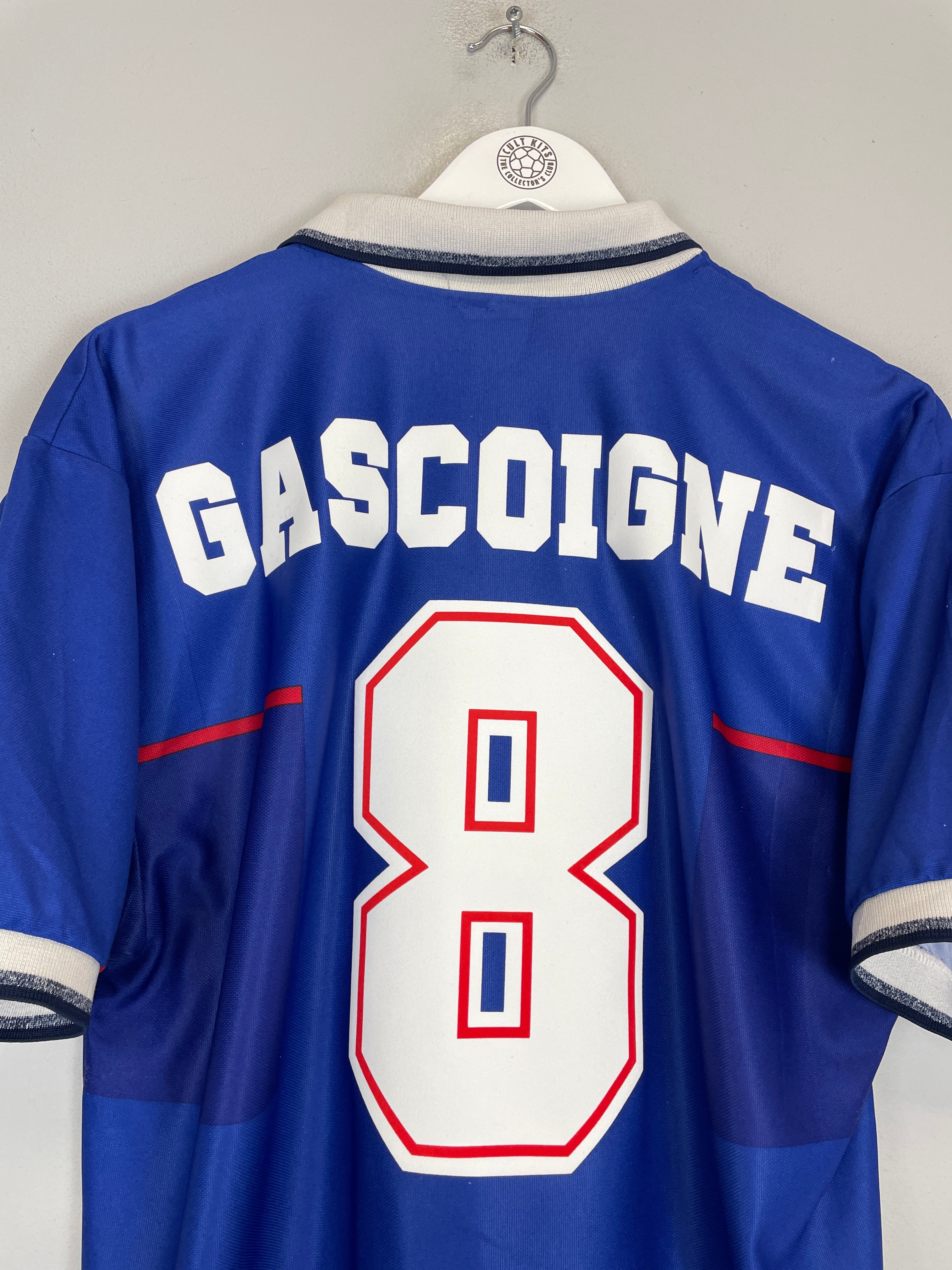 Shop 1997/99 RANGERS GASCOIGNE #8 HOME SHIRT (L) NIKE, classic football shirts, vintage football shirts & retro soccer jerseys at Cult Kits