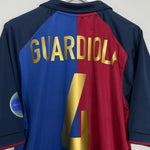 Shop 1999/00 BARCELONA GUARDIOLA #4 *CENTENARY* HOME SHIRT (L) NIKE, classic football shirts, vintage football shirts & retro soccer jerseys at Cult Kits