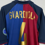 Shop 1999/00 BARCELONA GUARDIOLA #4 *CENTENARY* HOME SHIRT (L) NIKE, classic football shirts, vintage football shirts & retro soccer jerseys at Cult Kits