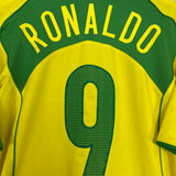 2004/06 BRAZIL RONALDO #9 HOME SHIRT (M) NIKE