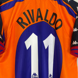 Shop 1997/98 BARCELONA RIVALDO #11 AWAY SHIRT (M) KAPPA, classic football shirts, vintage football shirts & retro soccer jerseys at Cult Kits