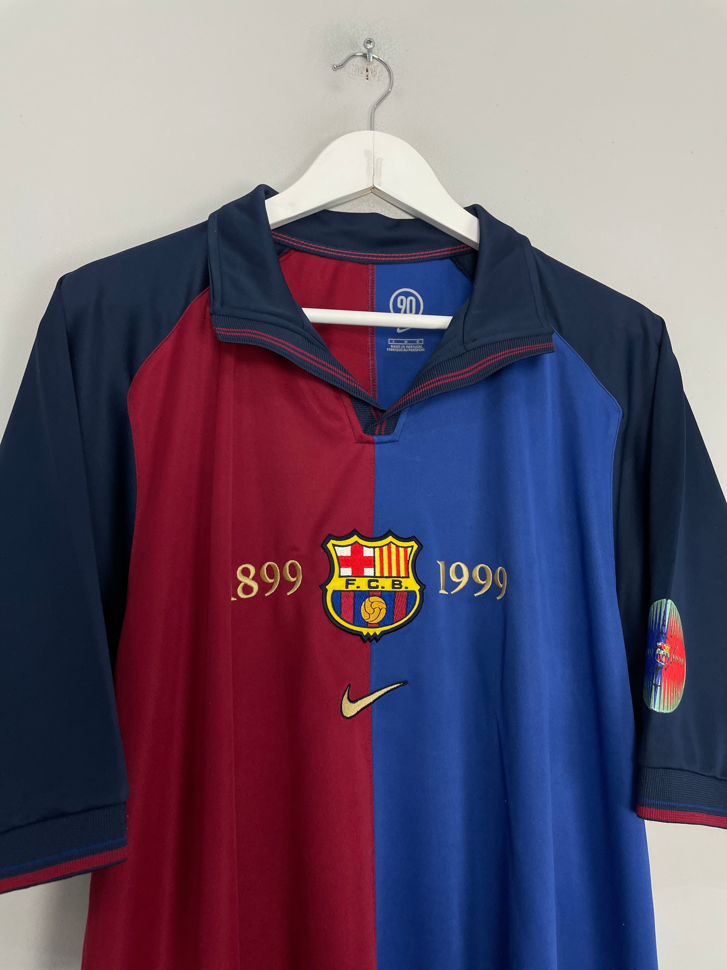 Shop 1999/00 BARCELONA GUARDIOLA #4 *CENTENARY* HOME SHIRT (L) NIKE, classic football shirts, vintage football shirts & retro soccer jerseys at Cult Kits
