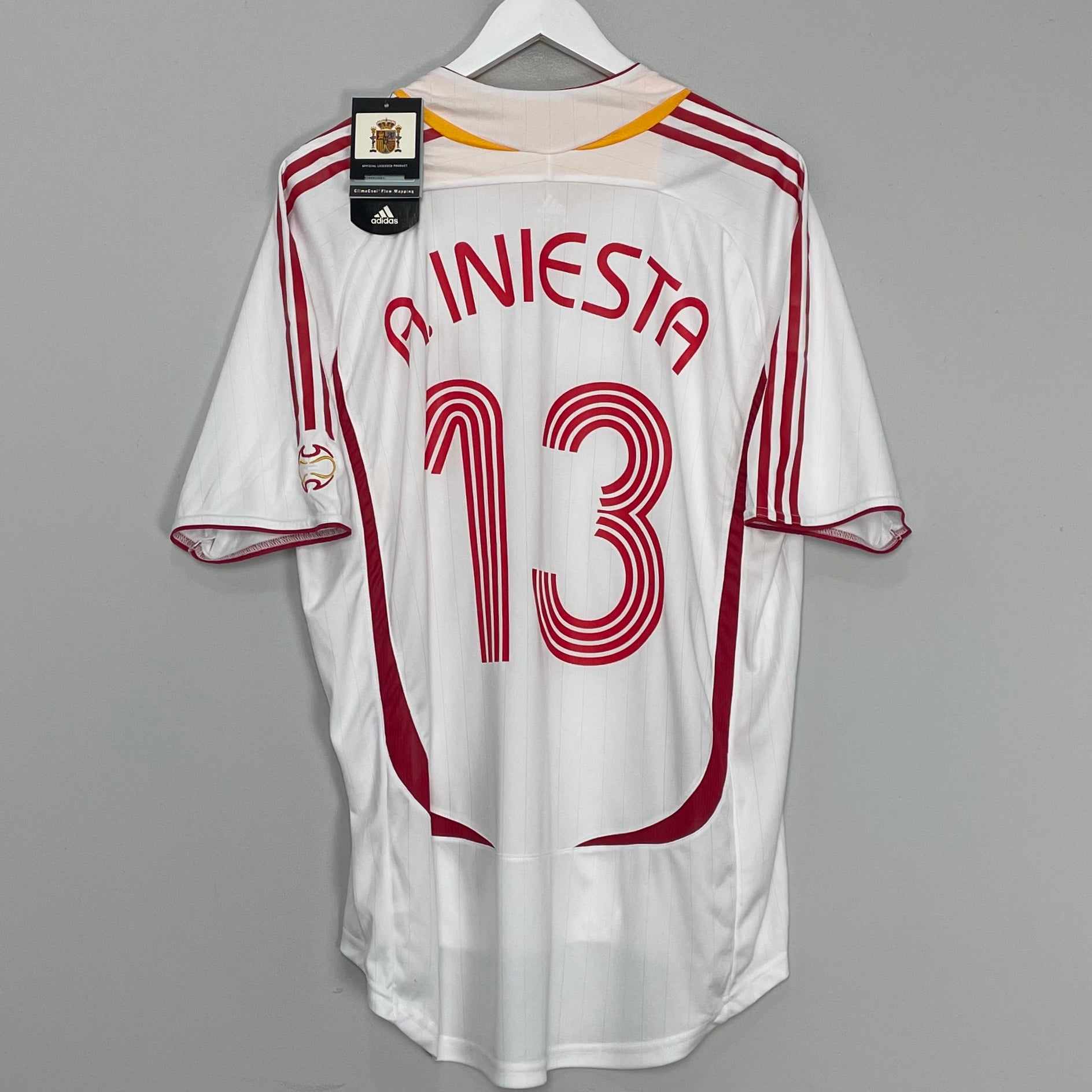 Shop 2006/08 SPAIN A.INIESTA #13 *BNWT* AWAY SHIRT (XL) ADIDAS, classic football shirts, vintage football shirts & retro soccer jerseys at Cult Kits