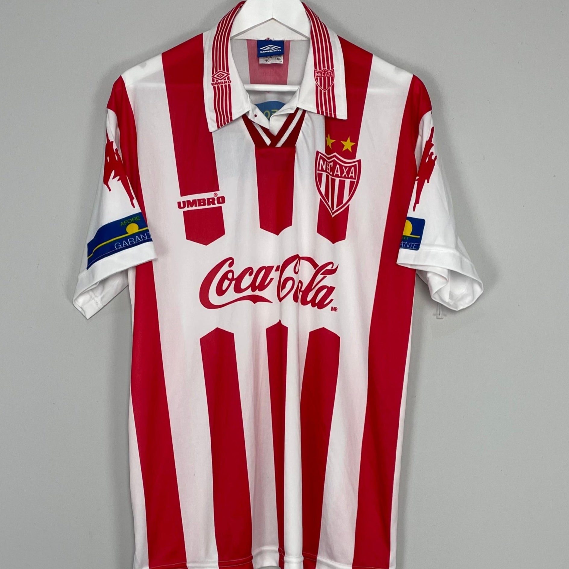 Shop 1998/99 NECAXA HOME SHIRT (XL) UMBRO, classic football shirts, vintage football shirts & retro soccer jerseys at Cult Kits