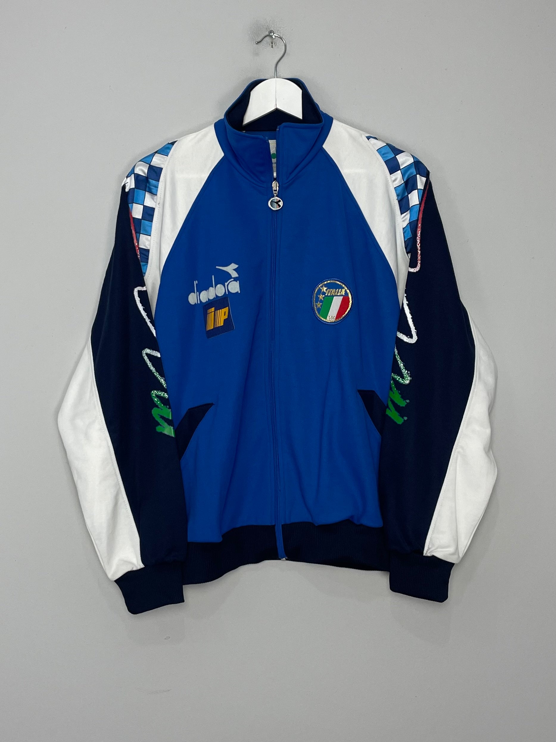 Shop 1990/92 ITALY TRACK JACKET (L) DIADORA, classic football shirts, vintage football shirts & retro soccer jerseys at Cult Kits
