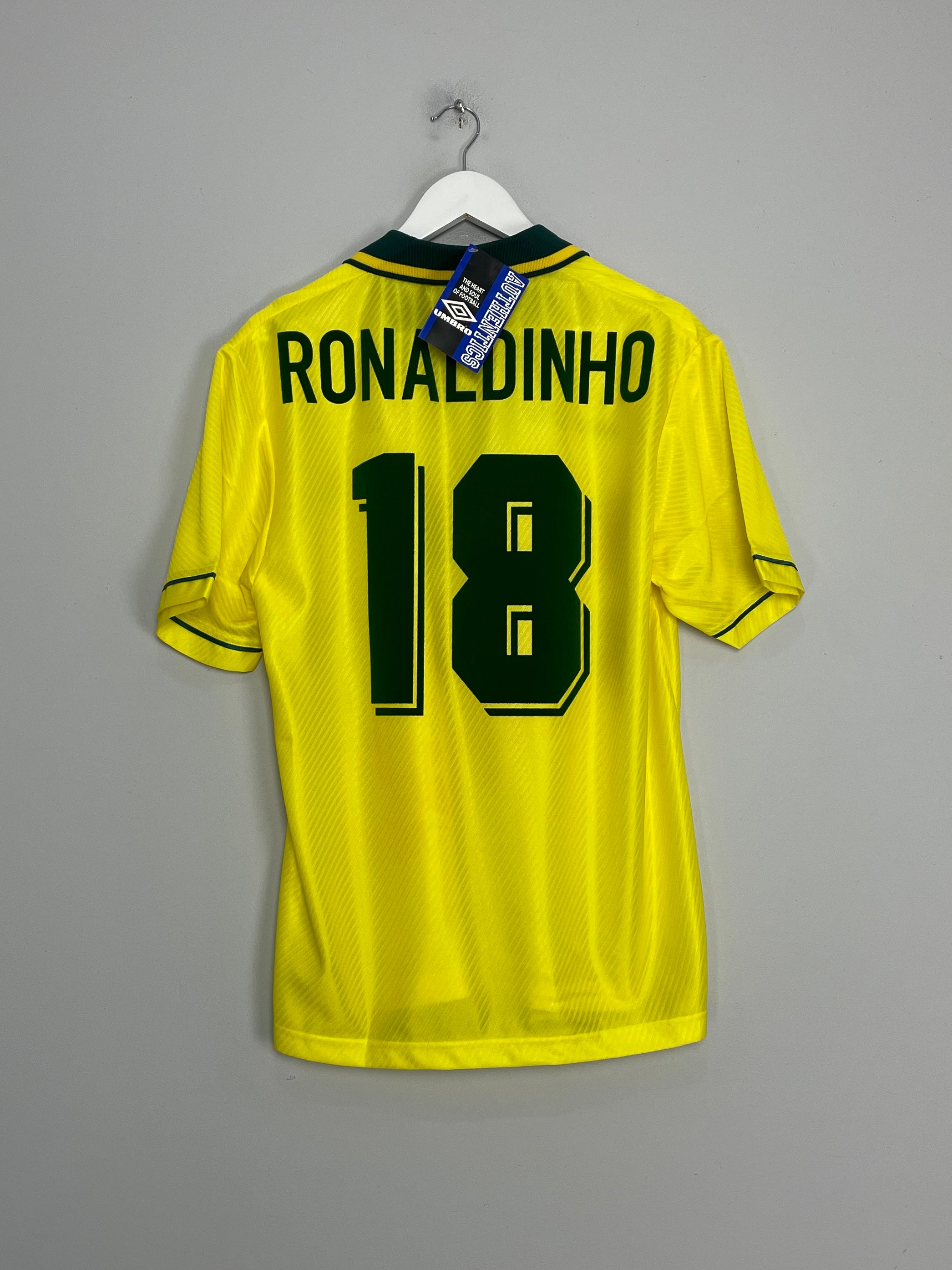 Shop 1994/96 BRAZIL RONALDINHO #18 *BNWT* HOME SHIRT (M) UMBRO, classic football shirts, vintage football shirts & retro soccer jerseys at Cult Kits