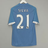2010/11 MANCHESTER CITY SILVA #21 HOME SHIRT (M) UMBRO