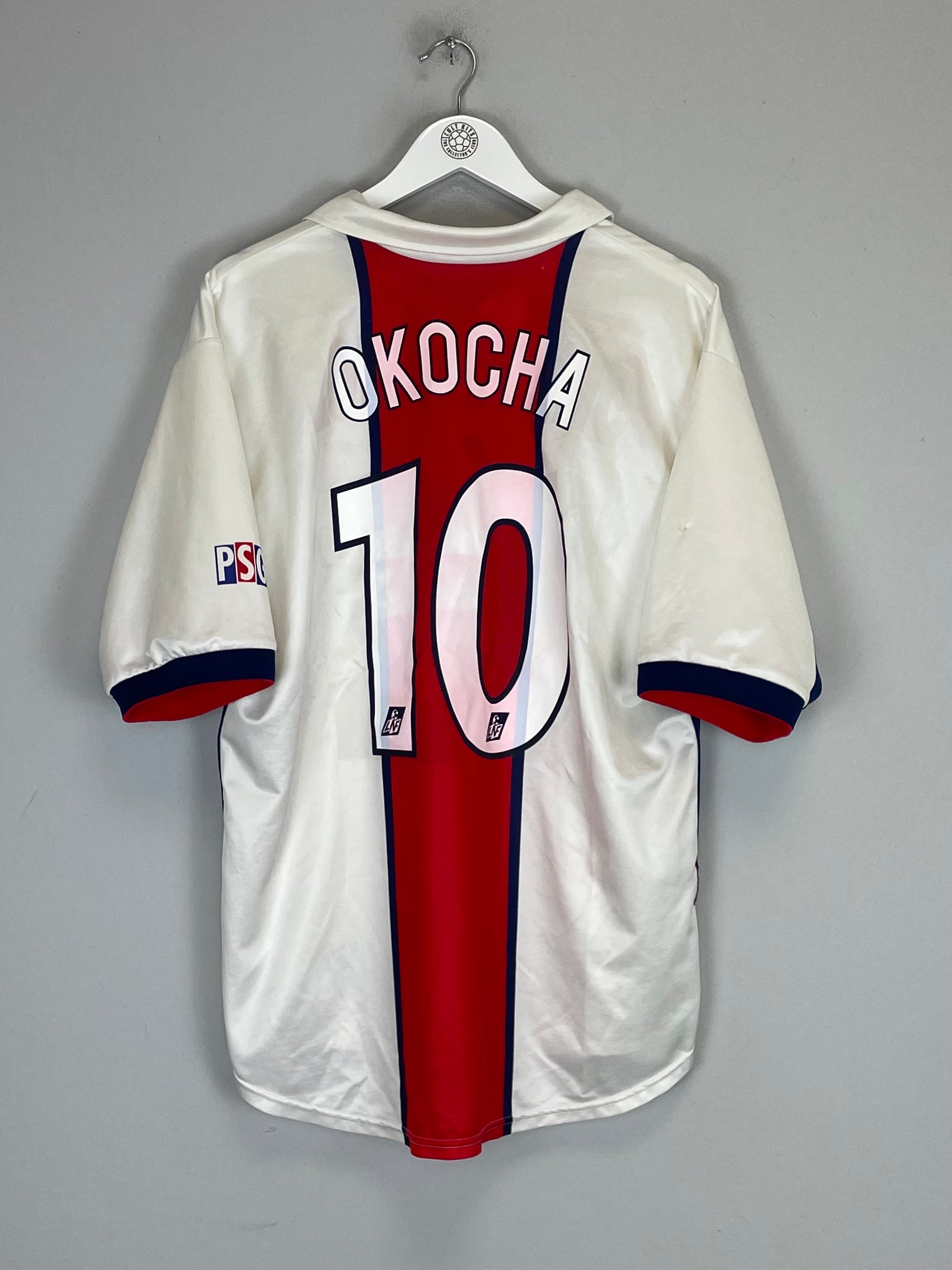 Shop 1997/98 PSG OKOCHA #10 AWAY SHIRT (XL) NIKE, classic football shirts, vintage football shirts & retro soccer jerseys at Cult Kits