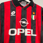 Shop 1994/95 AC MILAN L/S HOME SHIRT (M) LOTTO, classic football shirts, vintage football shirts & retro soccer jerseys at Cult Kits