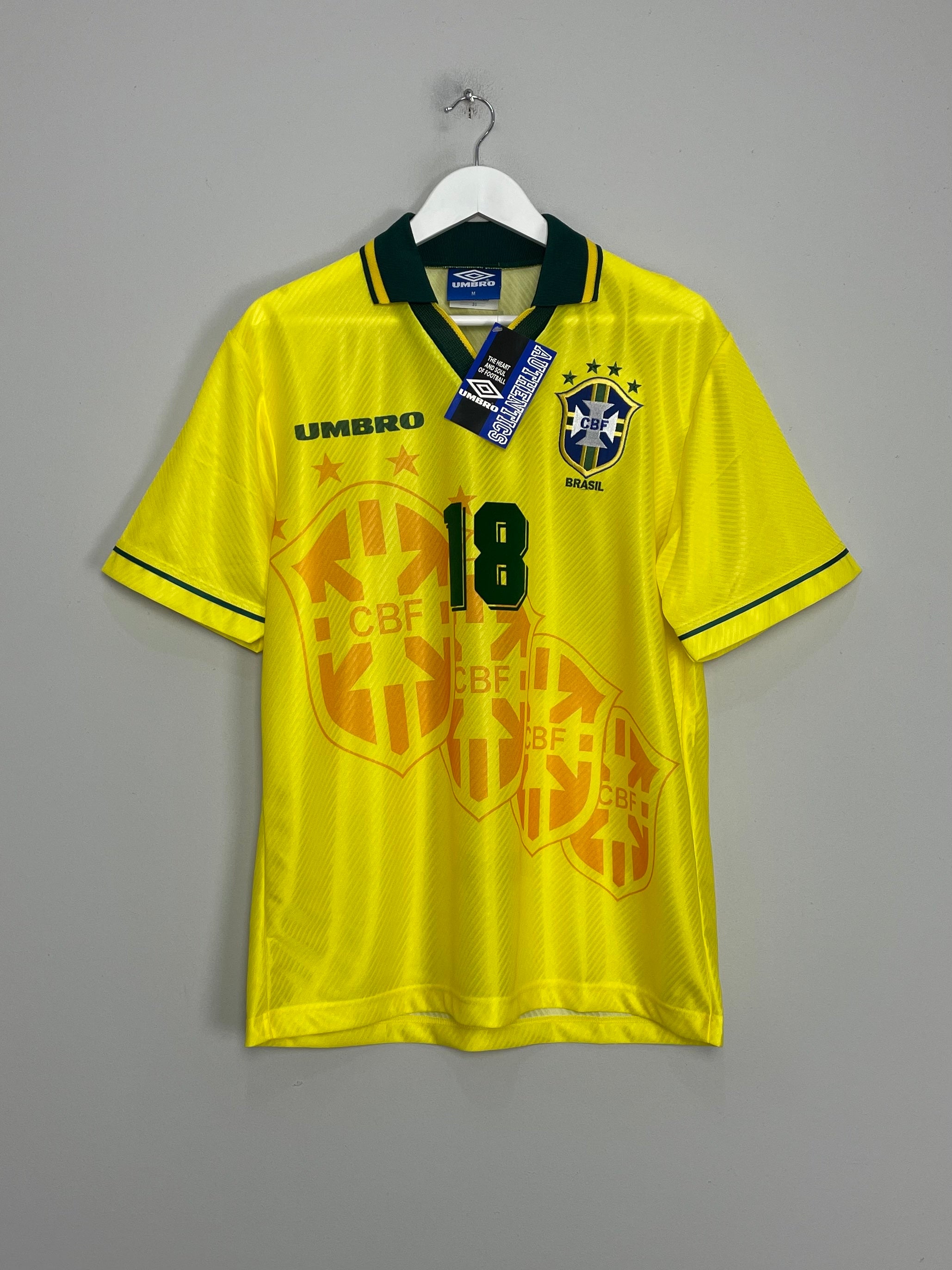 Shop 1994/96 BRAZIL RONALDINHO #18 *BNWT* HOME SHIRT (M) UMBRO, classic football shirts, vintage football shirts & retro soccer jerseys at Cult Kits