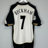 Shop 2001/02 MANCHESTER UNITED BECKHAM #7 C/L AWAY/THIRD CENTENARY SHIRT (XL) UMBRO, classic football shirts, vintage football shirts & retro soccer jerseys at Cult Kits