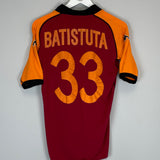 Shop 2002/03 ROMA BATISTUTA #33 EUROPEAN HOME SHIRT (M) KAPPA, classic football shirts, vintage football shirts & retro soccer jerseys at Cult Kits