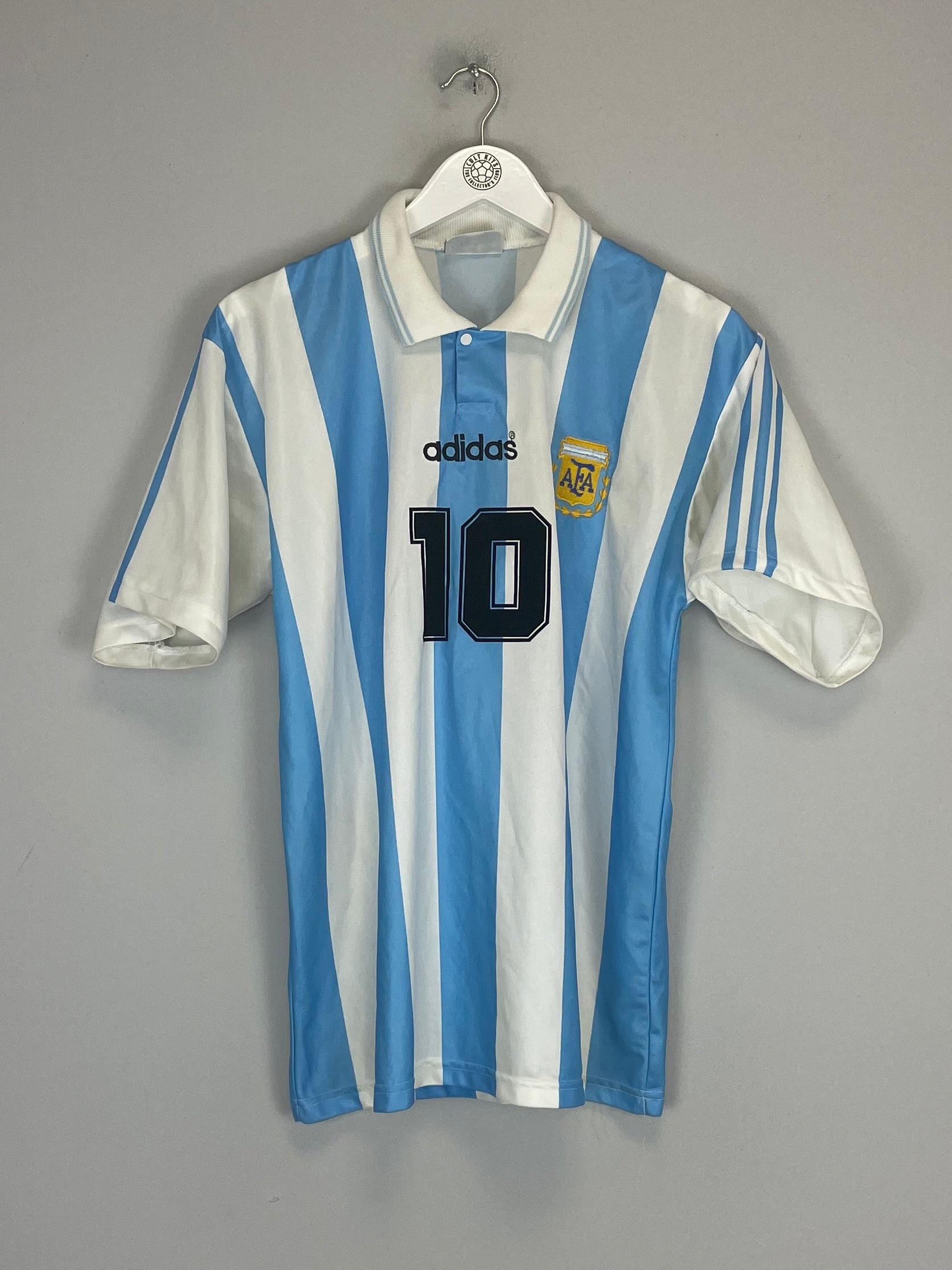 Shop 1994/95 ARGENTINA MARADONA #10 HOME SHIRT (M) ADIDAS, classic football shirts, vintage football shirts & retro soccer jerseys at Cult Kits