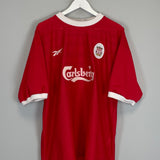 1998/00 LIVERPOOL DUNDEE #16 *SIGNED* HOME SHIRT (XL) REEBOK