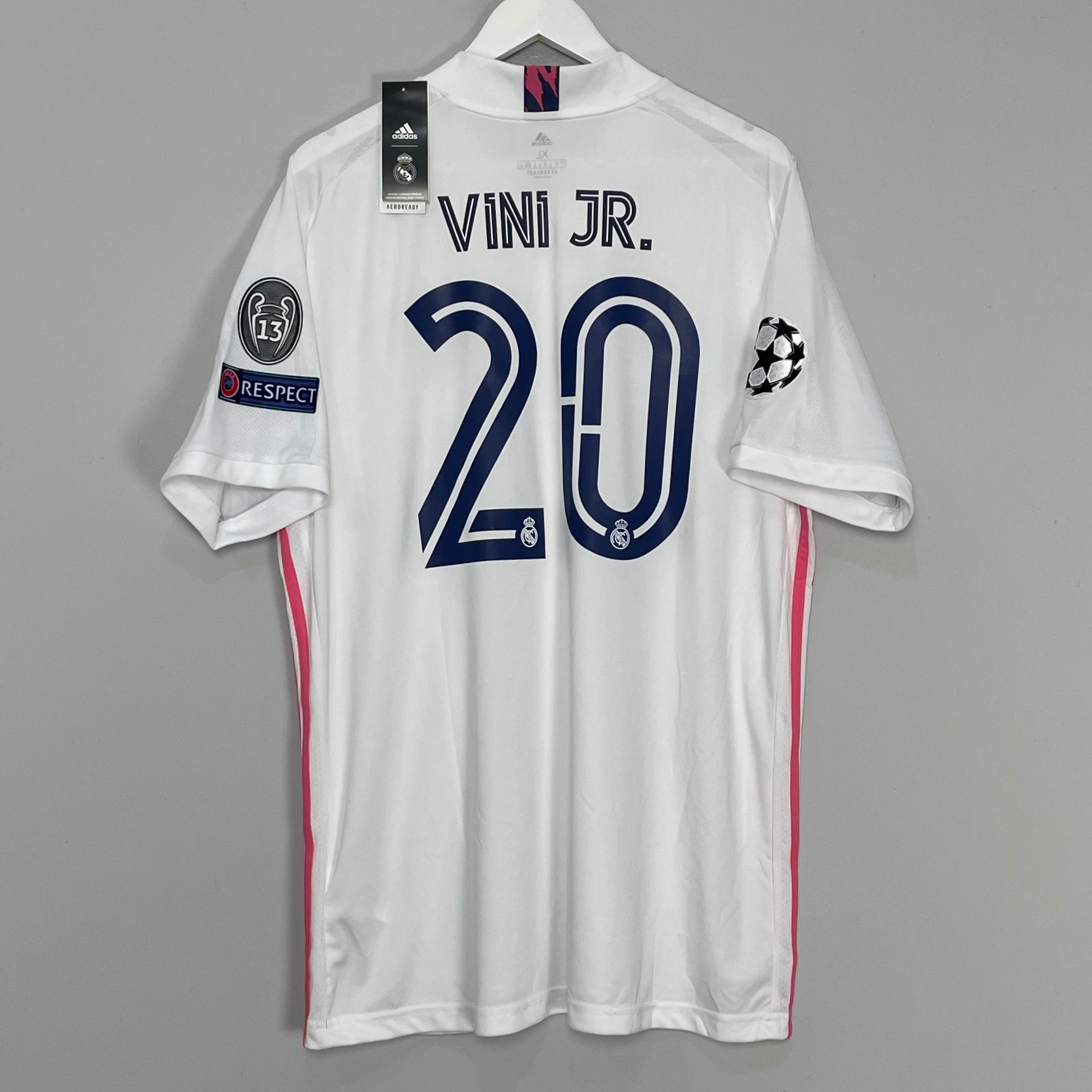 Shop 2020/21 REAL MADRID VINI JR #20 *BNWT* C/L HOME SHIRT (XL) ADIDAS, classic football shirts, vintage football shirts & retro soccer jerseys at Cult Kits