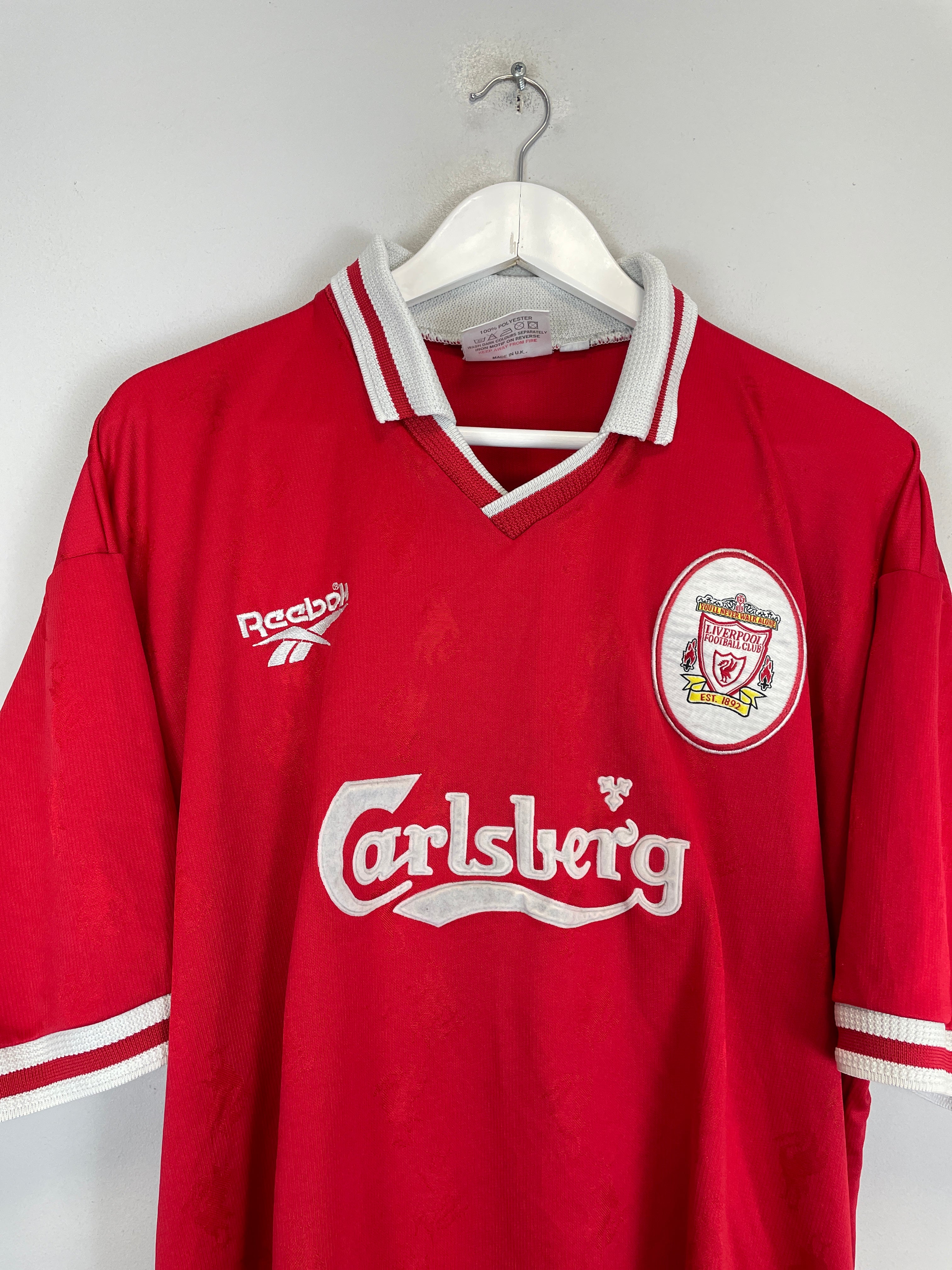 Shop 1996/98 LIVERPOOL FOWLER #9 HOME SHIRT (XL) REEBOK, classic football shirts, vintage football shirts & retro soccer jerseys at Cult Kits