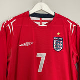 Shop 2004/06 ENGLAND BECKHAM #7 L/S AWAY SHIRT (M) UMBRO, classic football shirts, vintage football shirts & retro soccer jerseys at Cult Kits