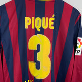 Shop 2013/14 BARCELONA PIQUE #3 L/S HOME SHIRT (L) NIKE, classic football shirts, vintage football shirts & retro soccer jerseys at Cult Kits